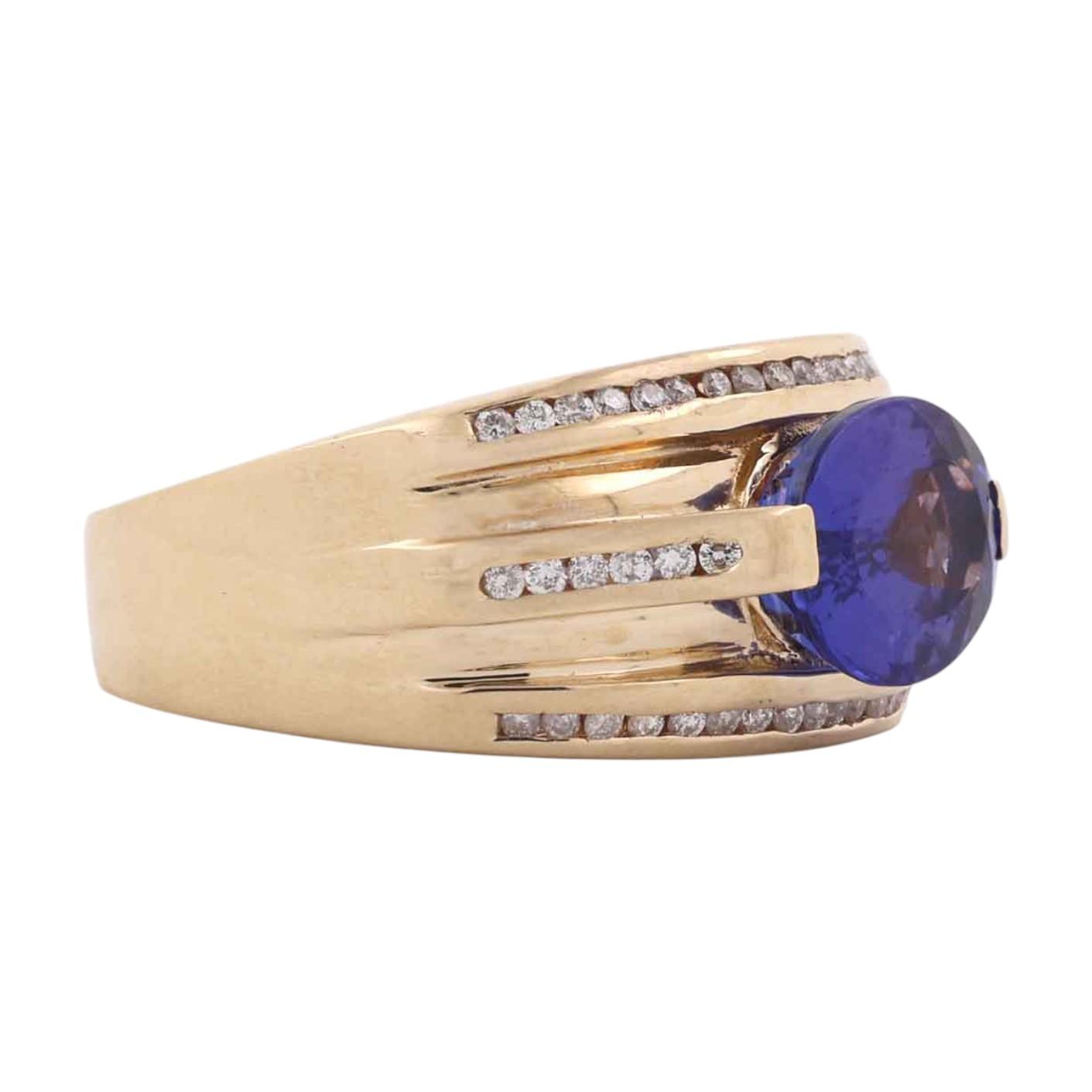 14K Vintage Tanzanite Diamond Men's Ring 4.95CTW Estate Size 10