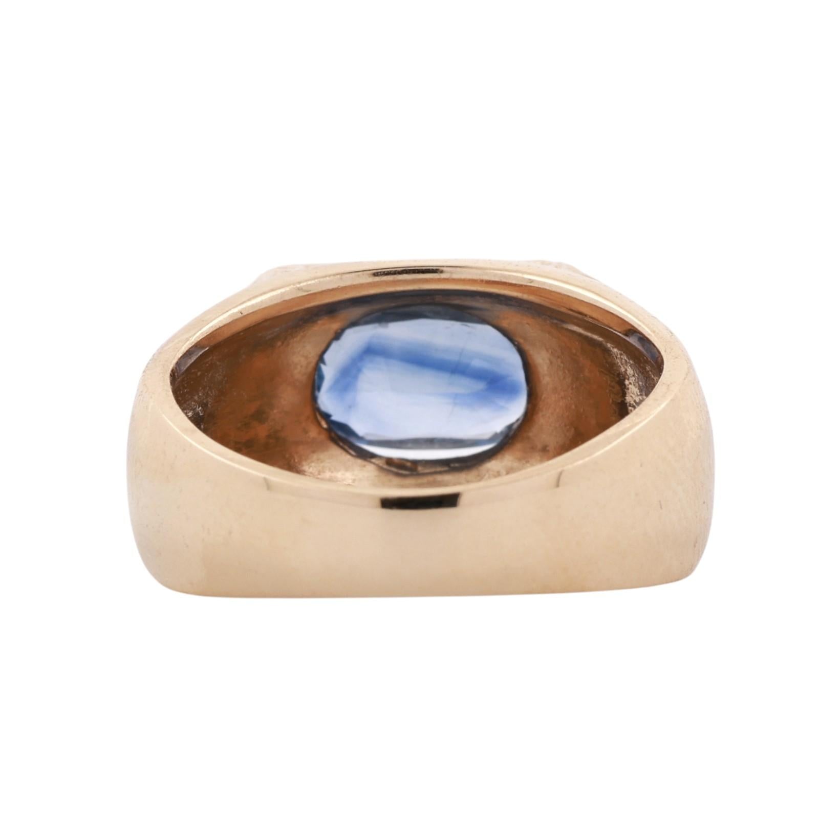 Estate Gold Men's Ring 2.40CT Oval Blue Sapphire Size 8.75 11.8g Vintage