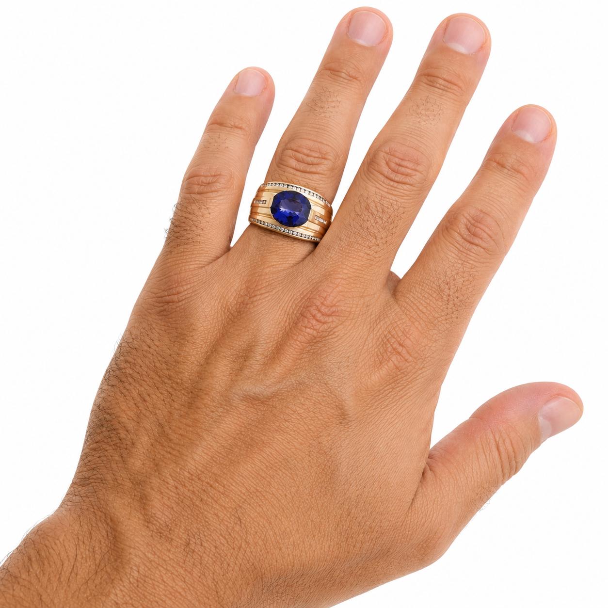 14K Vintage Tanzanite Diamond Men's Ring 4.95CTW Estate Size 10