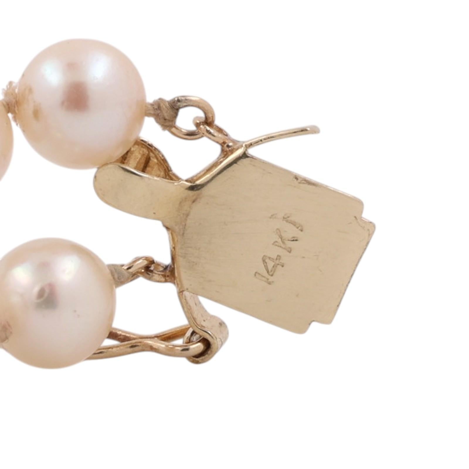 Gold Akoya Cultured Pearl Necklace Diamond Clasp 16-17" Double Strand