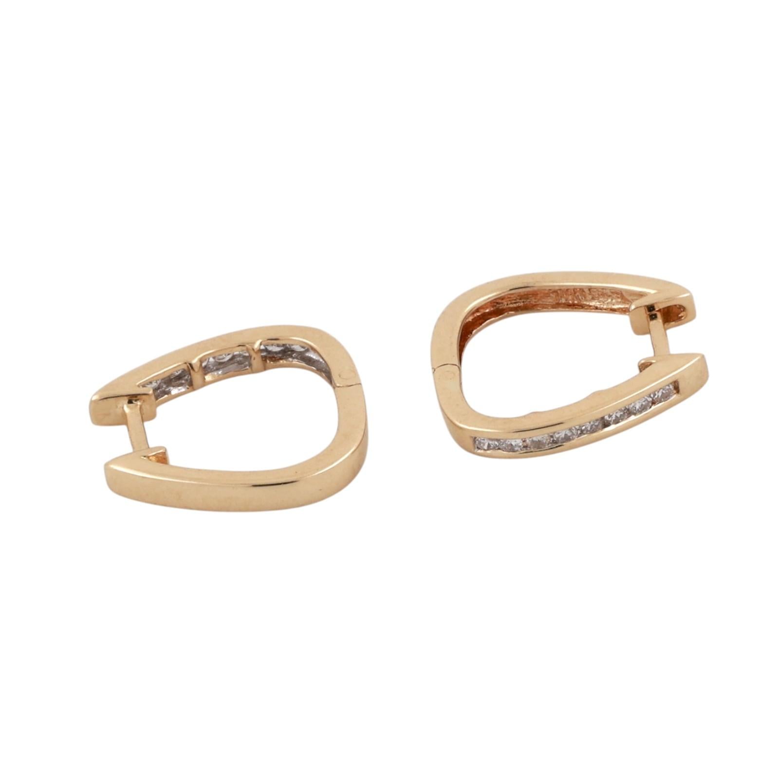 14K Yellow Gold 0.20CTW Diamond Channel Set Huggie Hoop Earrings