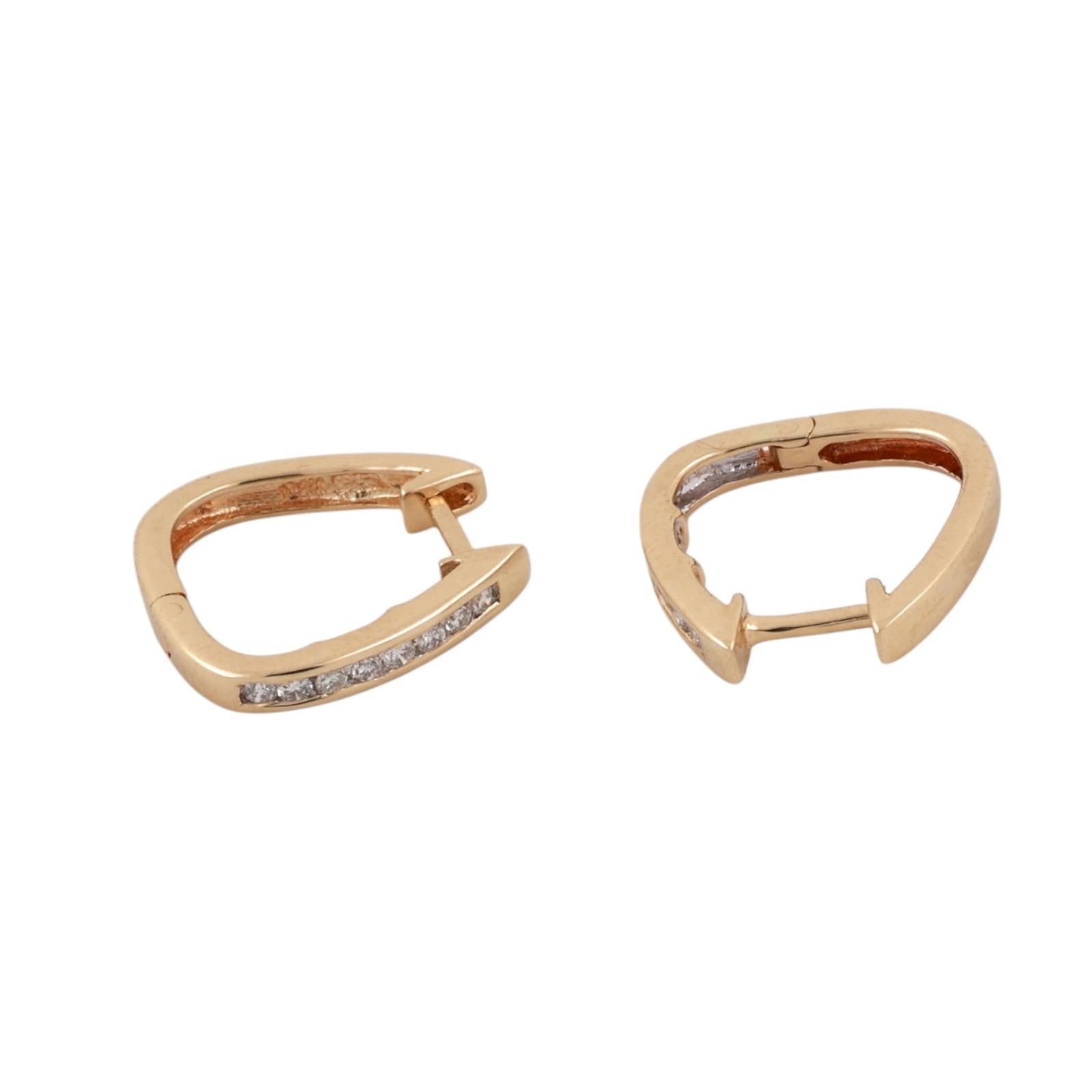 14K Yellow Gold 0.20CTW Diamond Channel Set Huggie Hoop Earrings