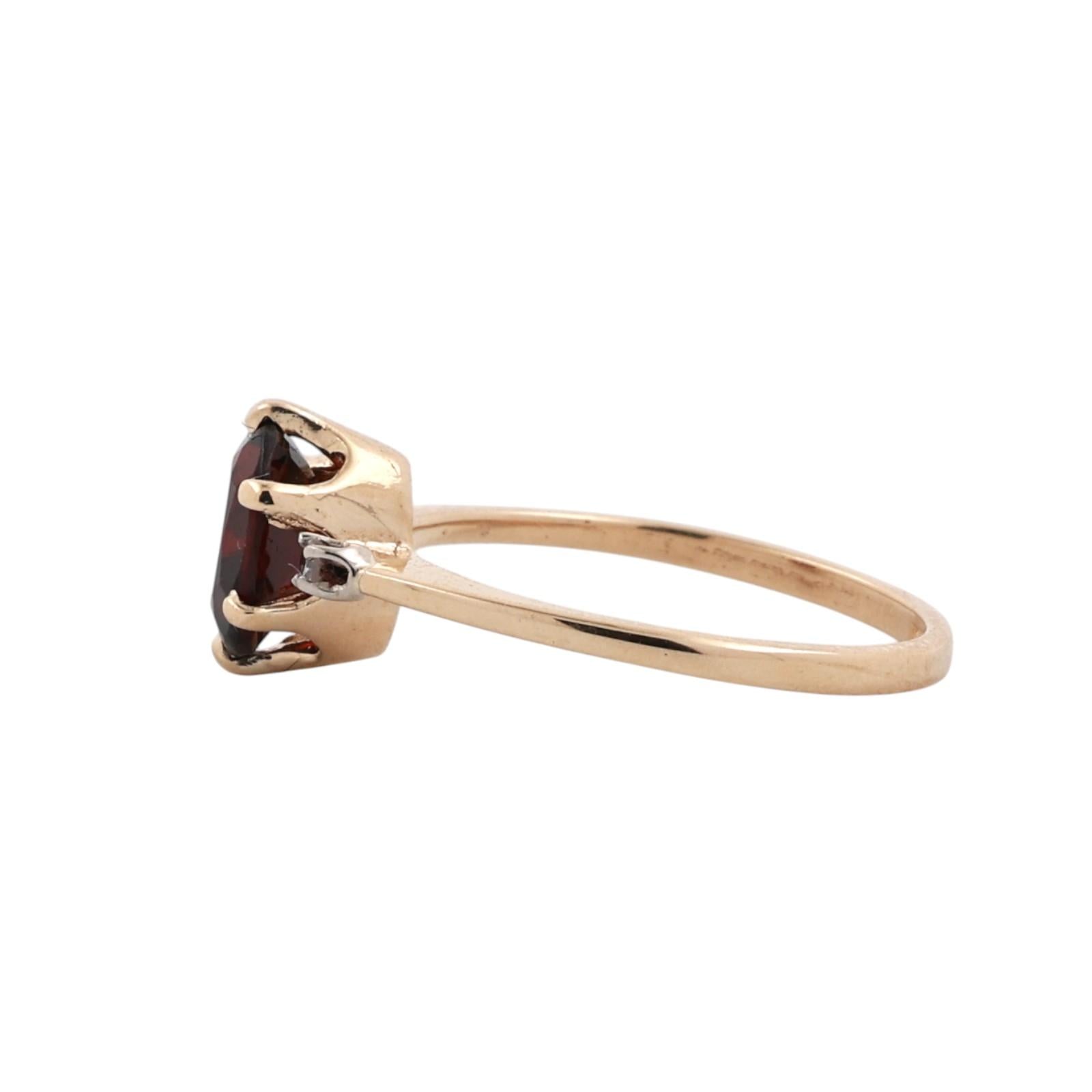 Vintage ESEMCO Yellow Gold Garnet Diamond Ring Size 6