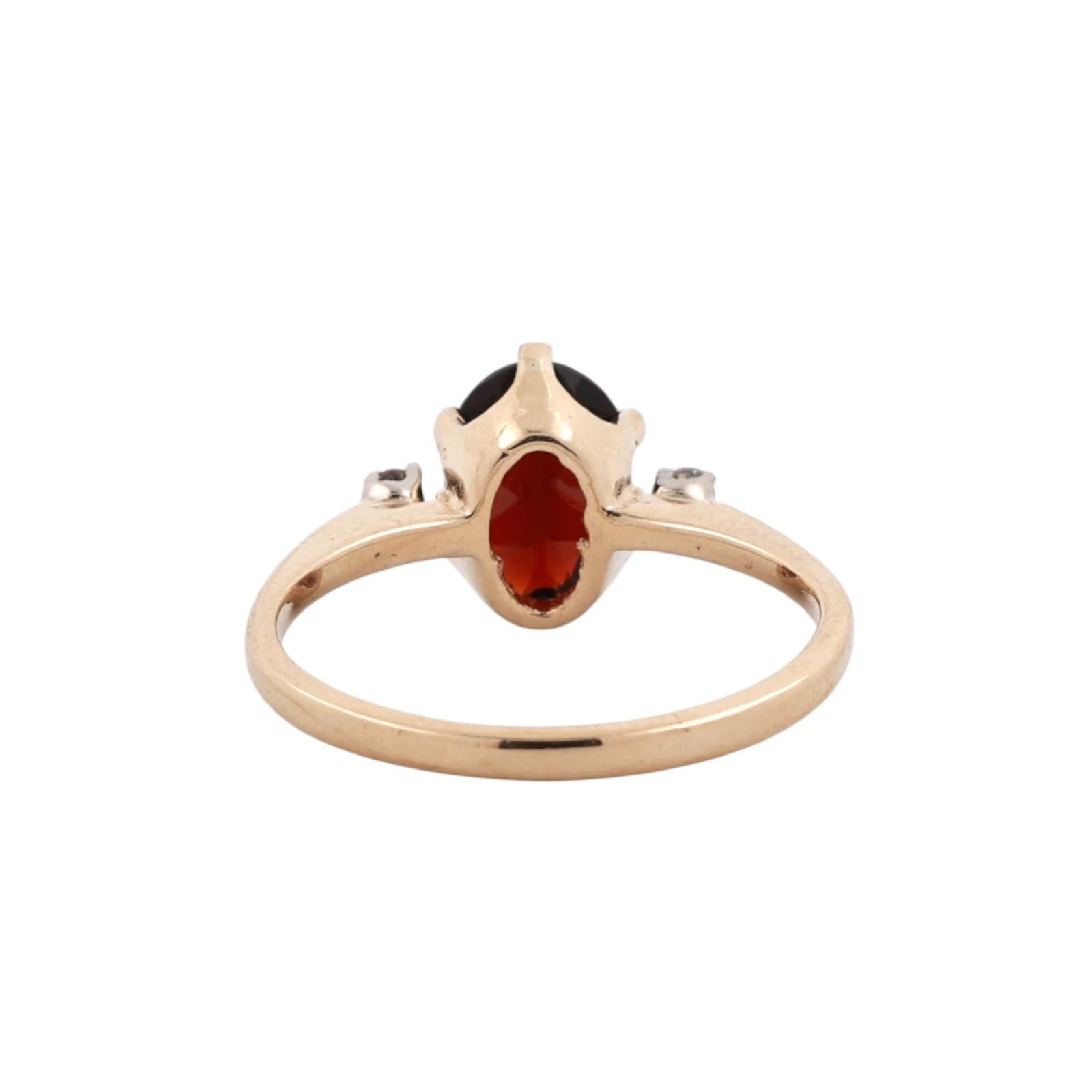 Vintage ESEMCO Yellow Gold Garnet Diamond Ring Size 6