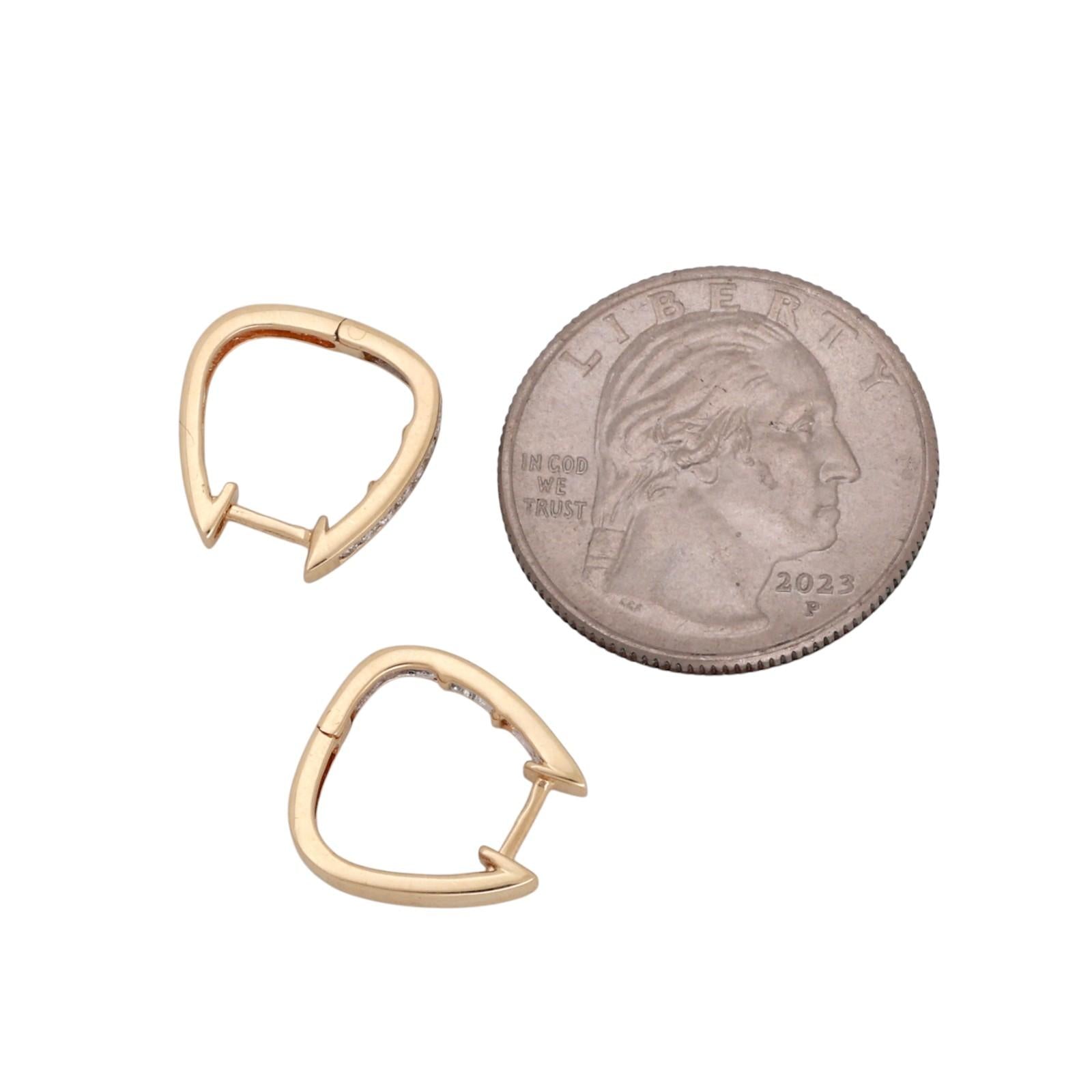 14K Yellow Gold 0.20CTW Diamond Channel Set Huggie Hoop Earrings