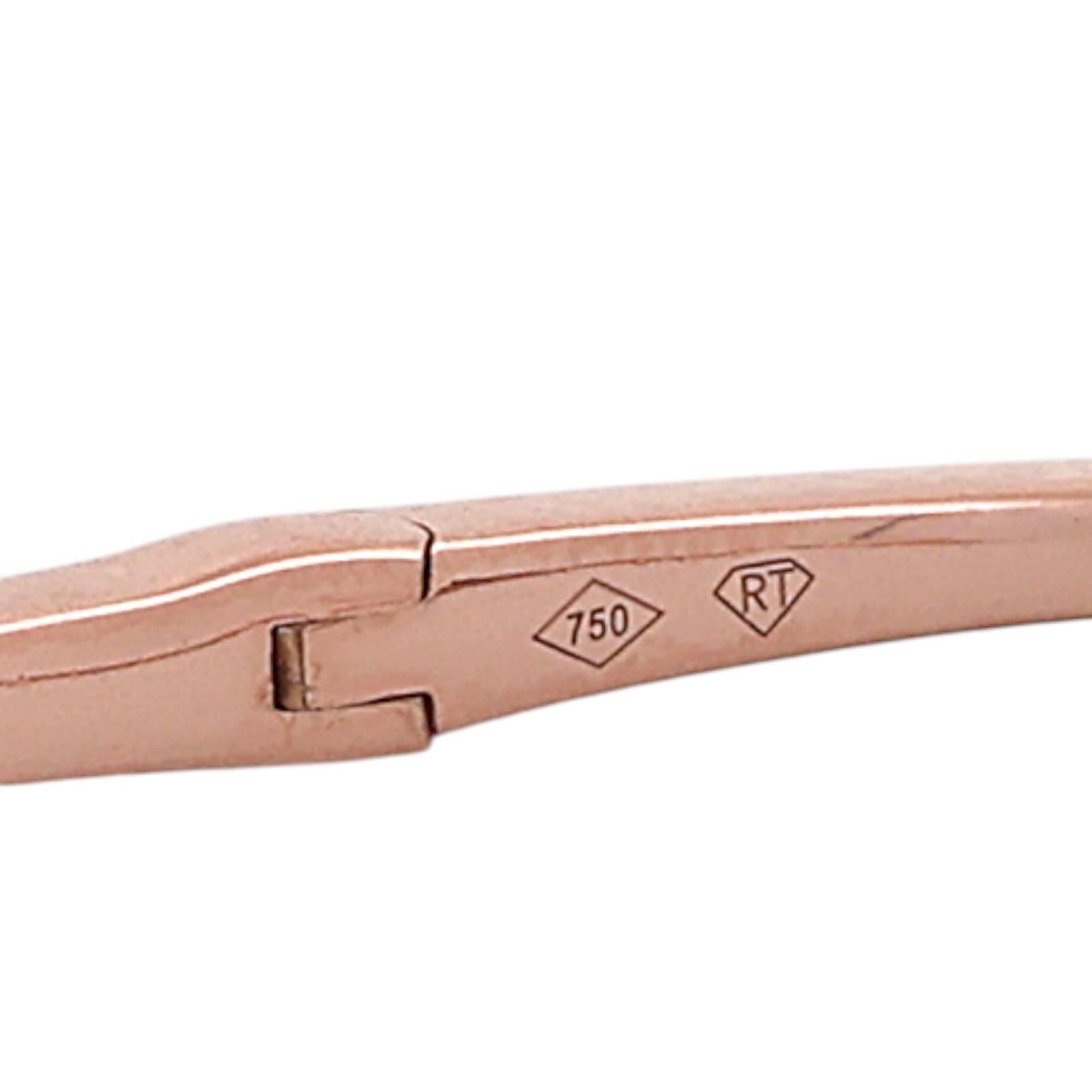 18K Rose Gold 0.50ctw Diamond Slim Pave Tennis Hinged Bangle Bracelet 6"