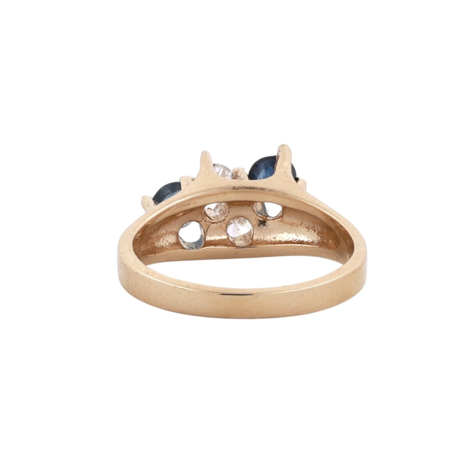 Blue Sapphire Diamond Bypass Ring Estate 0.75CTW Size 5.5