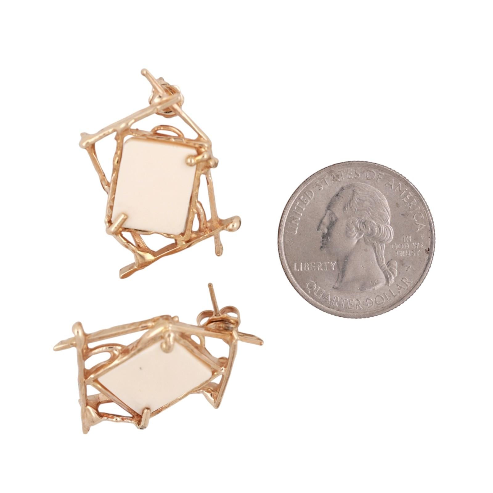 14K Gold Yellow Chalcedony Dangle Earrings Modern Artisan Estate