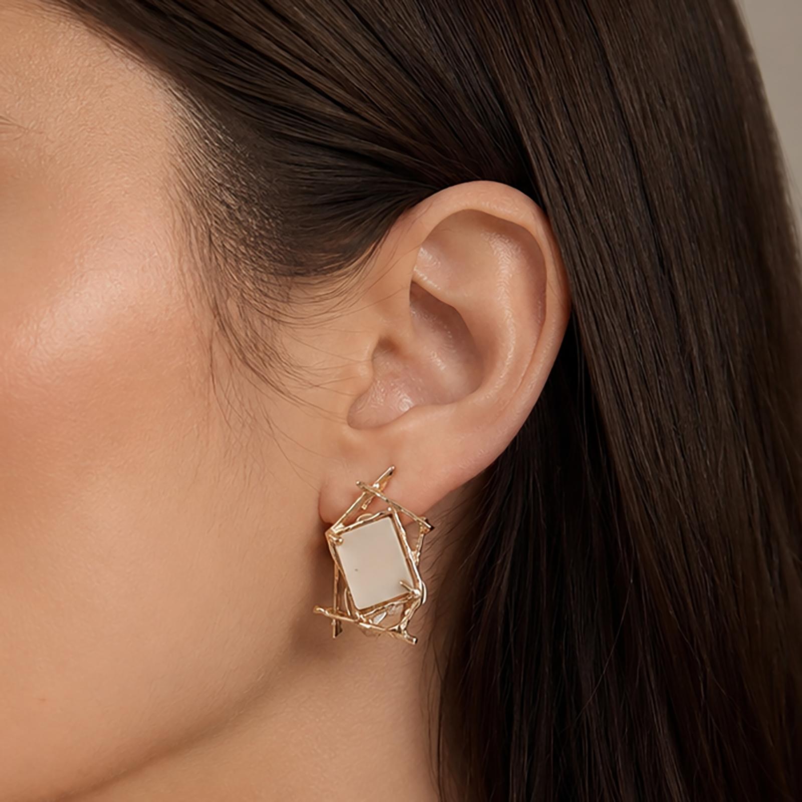 14K Gold Yellow Chalcedony Dangle Earrings Modern Artisan Estate