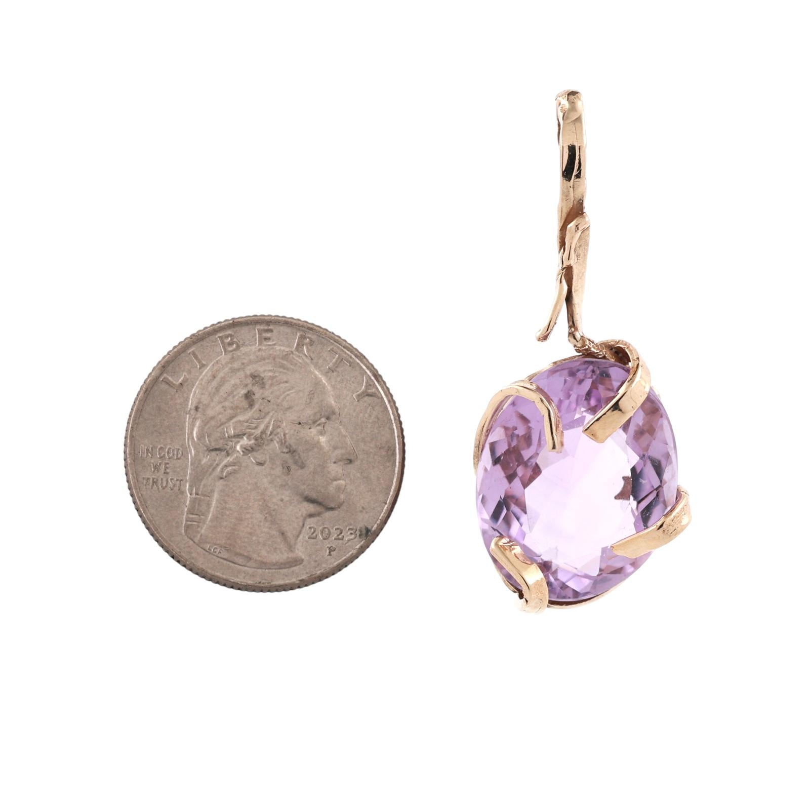 Yellow Gold 20CT Oval Kunzite Pendant Large Solitaire Statement