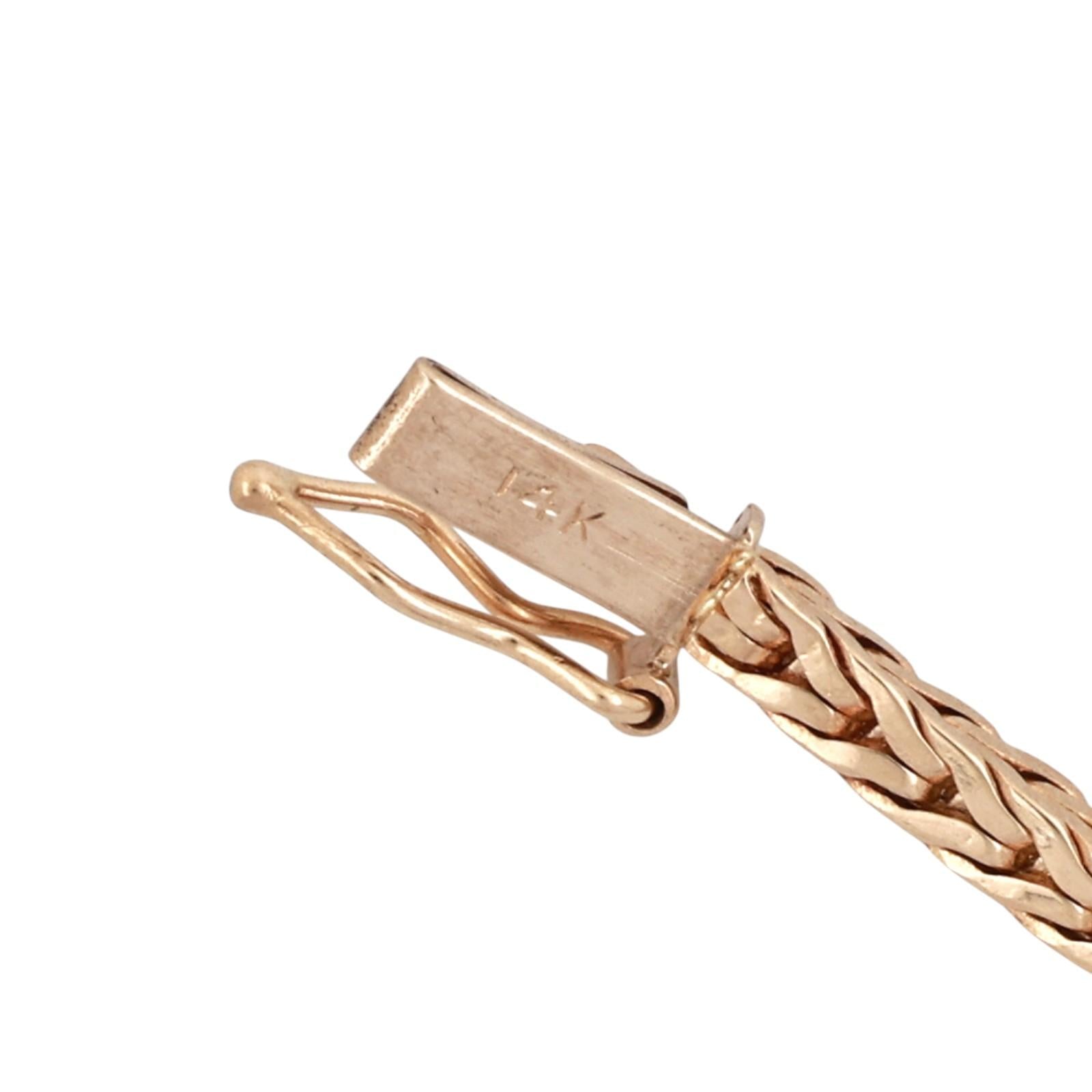 14K Yellow Gold Emerald Diamond Spiga Bracelet 0.75CTW Estate 7”