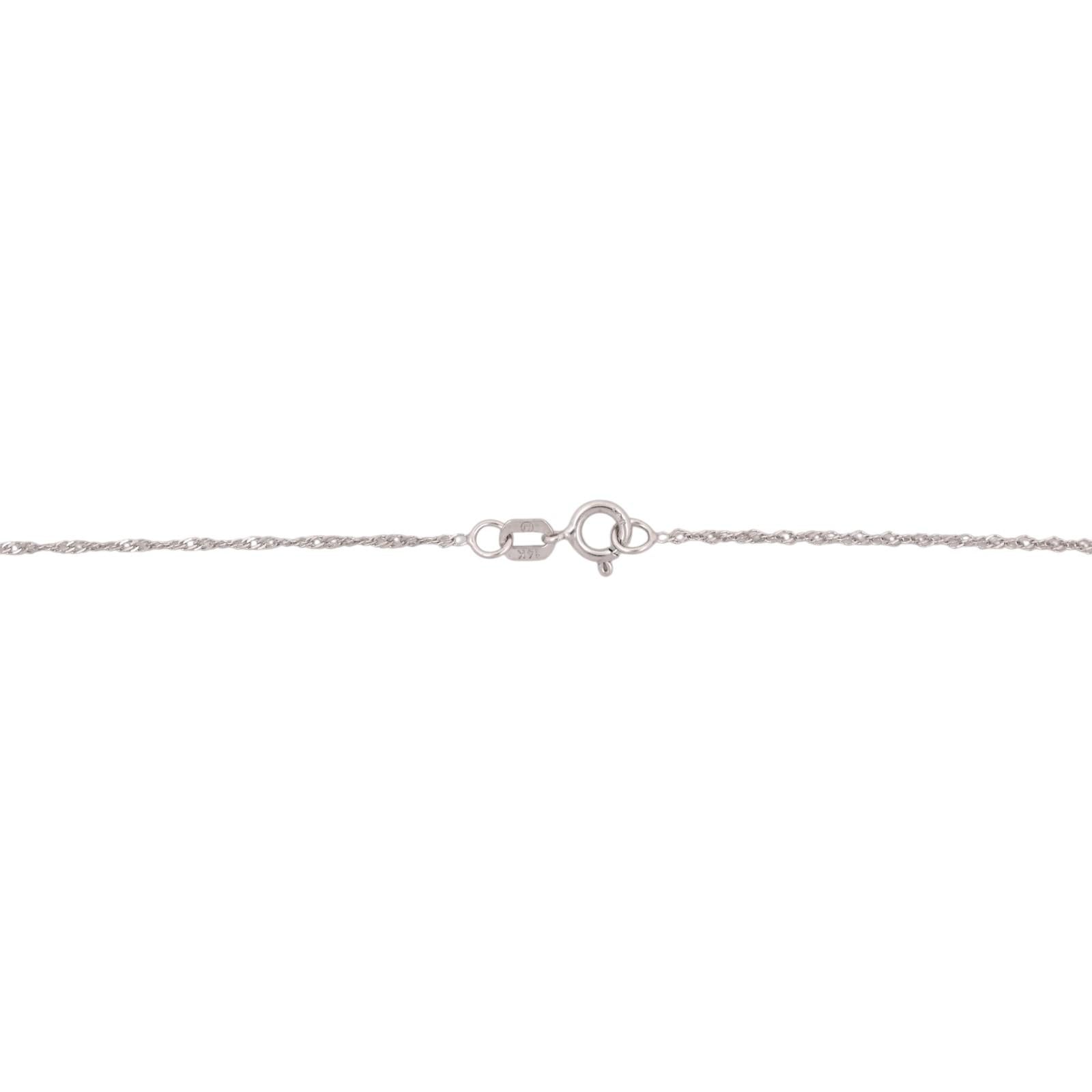 14K White Gold Blue Sapphire Diamond Double Circle Pendant Chain Necklace 1.50TW