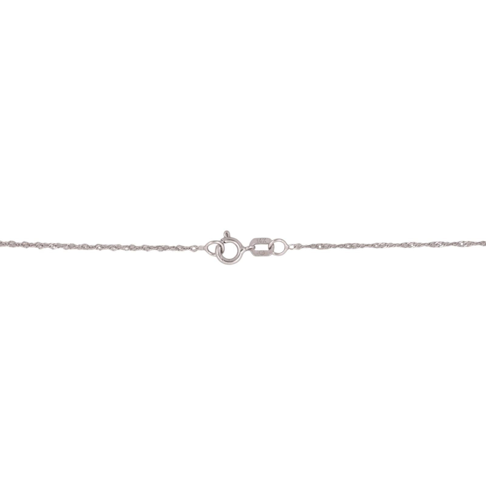 14K White Gold Blue Sapphire Diamond Double Circle Pendant Chain Necklace 1.50TW