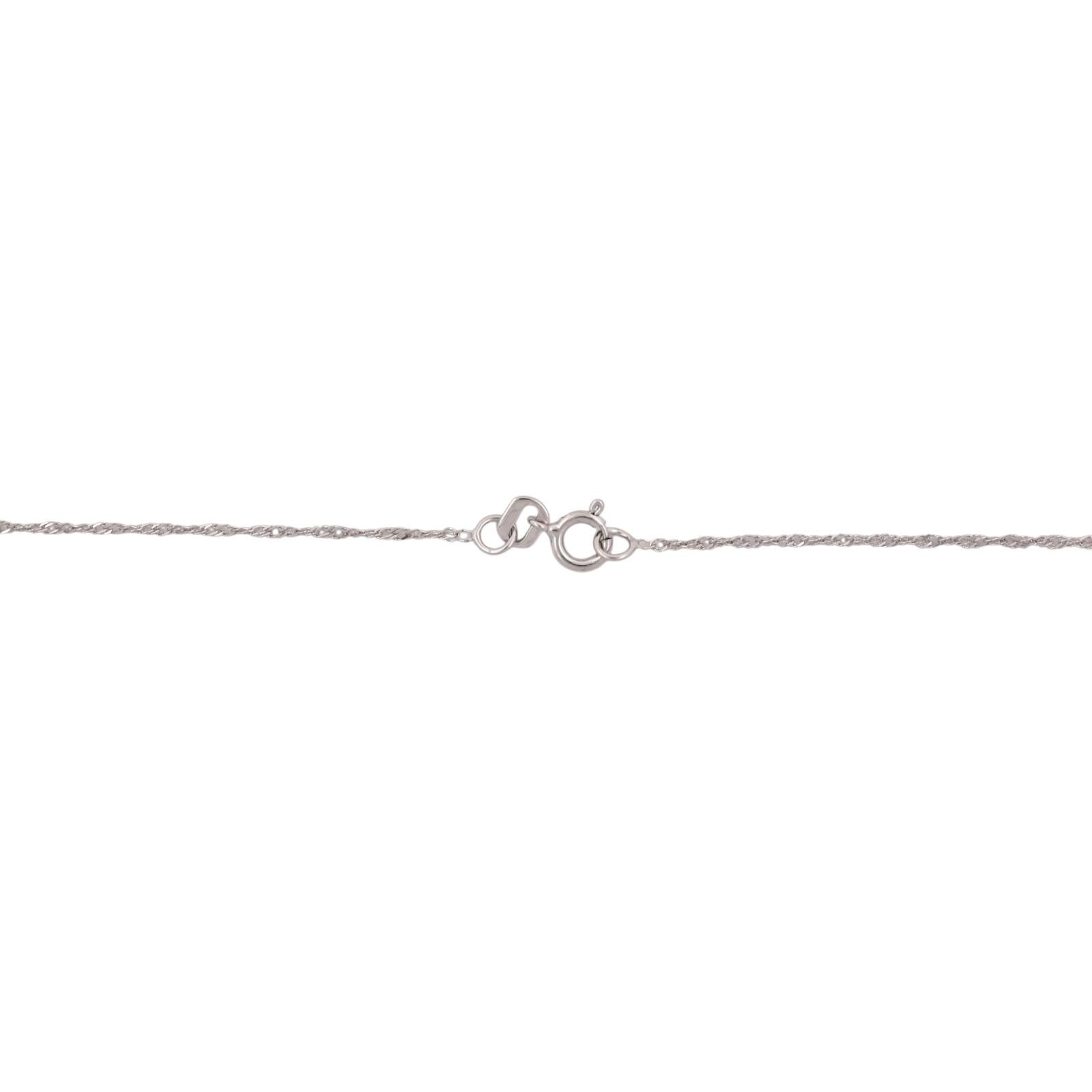 14K White Gold Blue Sapphire Diamond Double Circle Pendant Chain Necklace 1.50TW