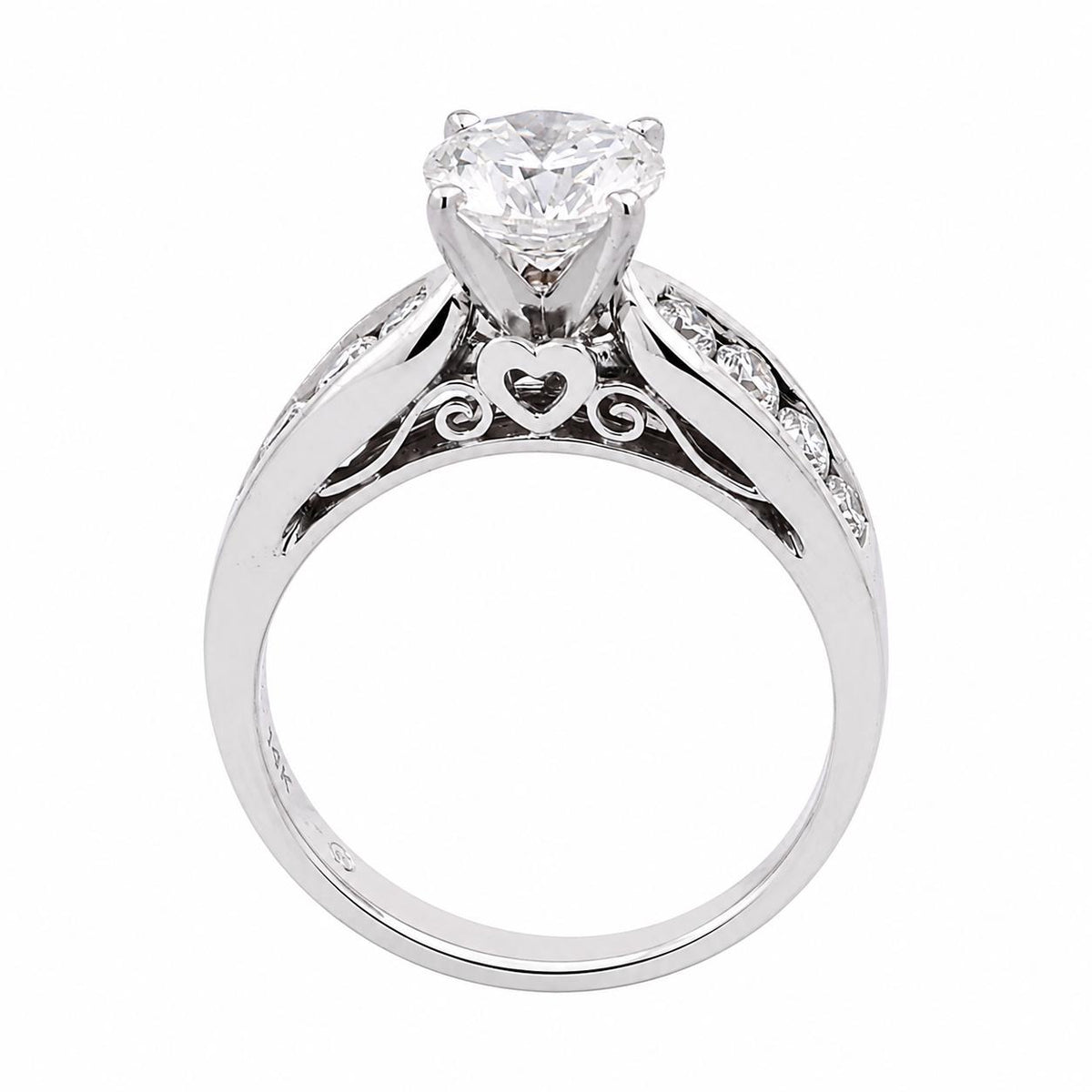 1.35 CT Natural Diamond 14K White Gold Round Engagement Ring 1.95 CTW SIze 7