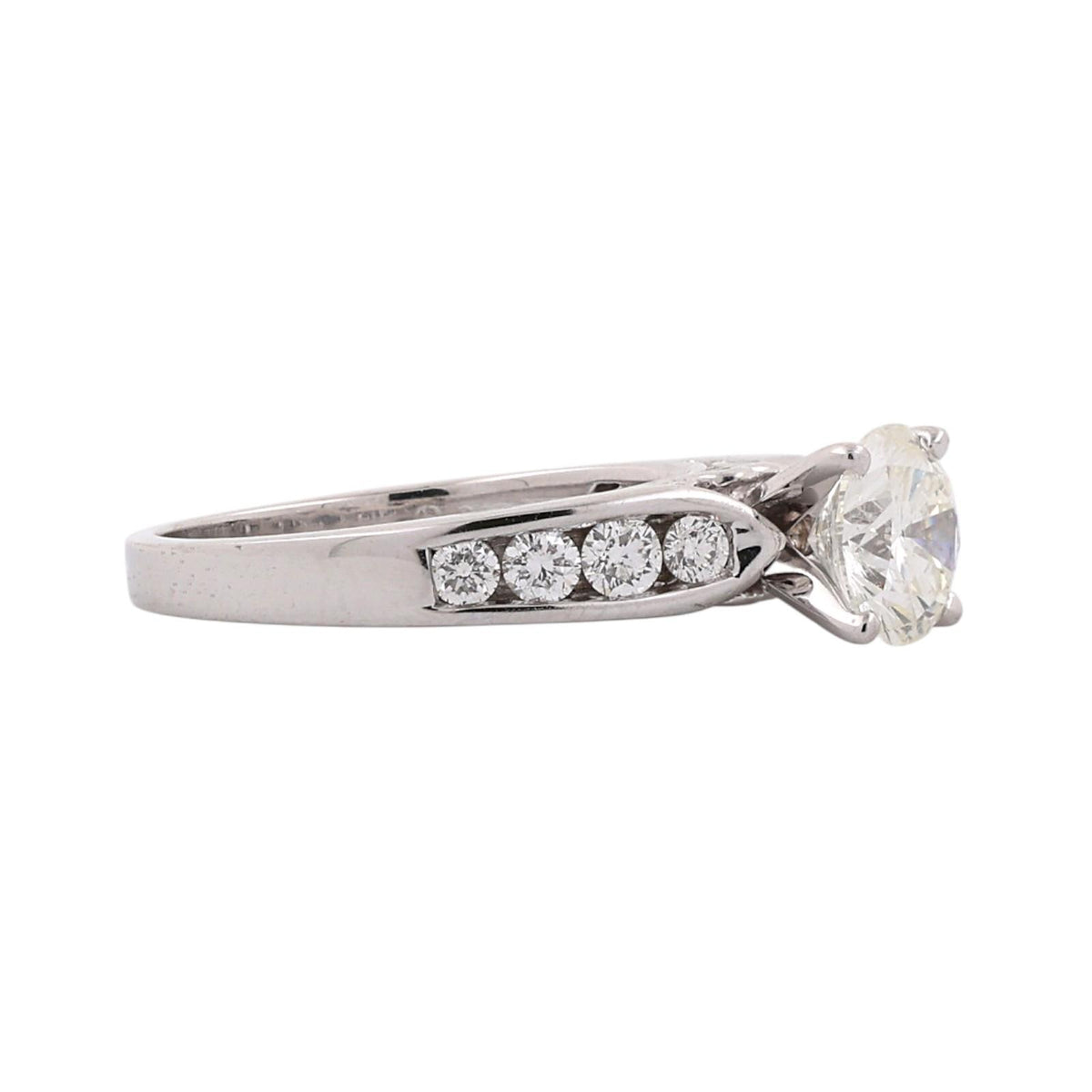 1.35 CT Natural Diamond 14K White Gold Round Engagement Ring 1.95 CTW SIze 7