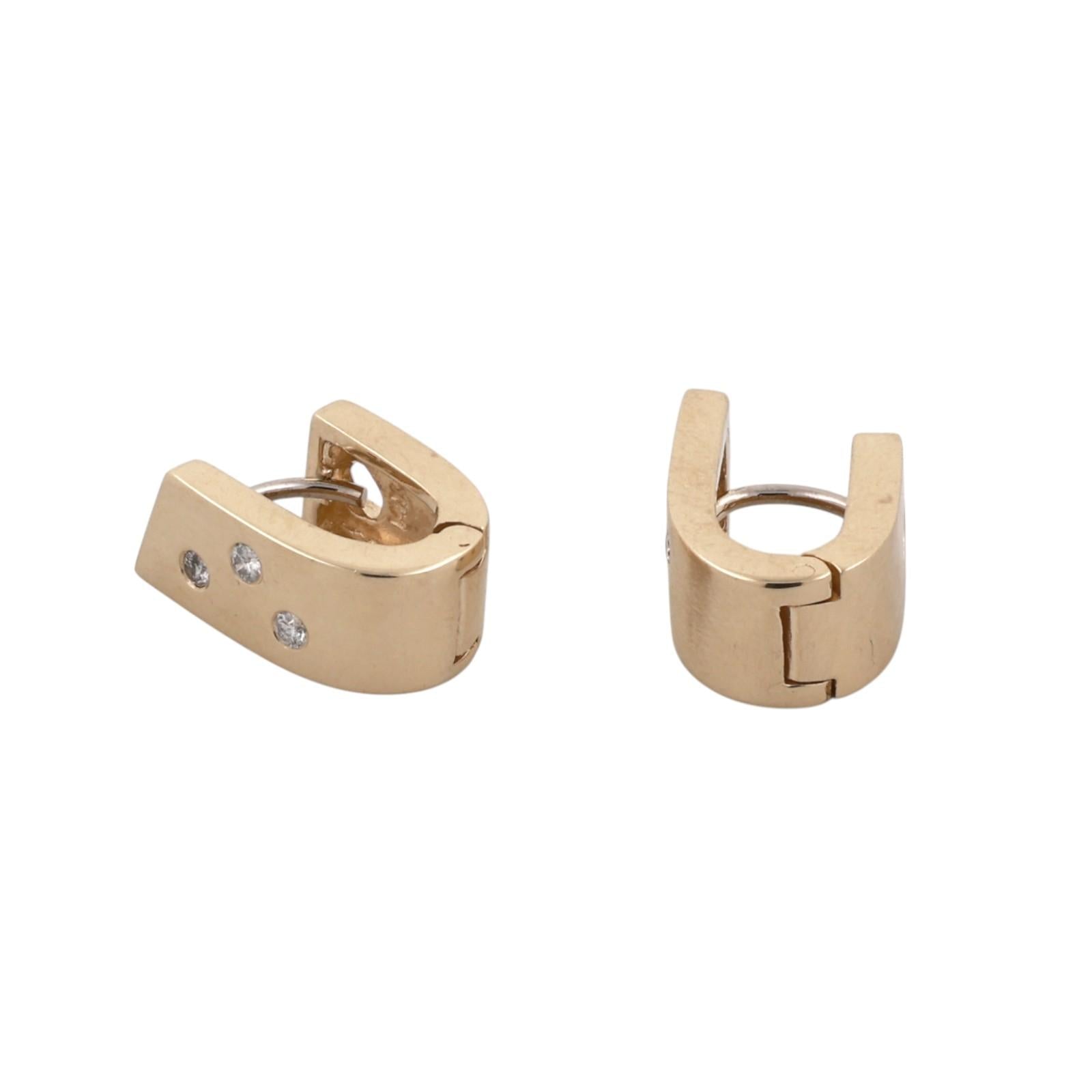 14K Yellow Gold 0.15CTW Diamond Huggie Hoop Earrings