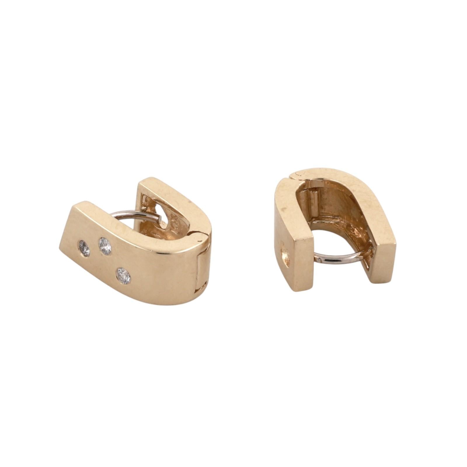 14K Yellow Gold 0.15CTW Diamond Huggie Hoop Earrings