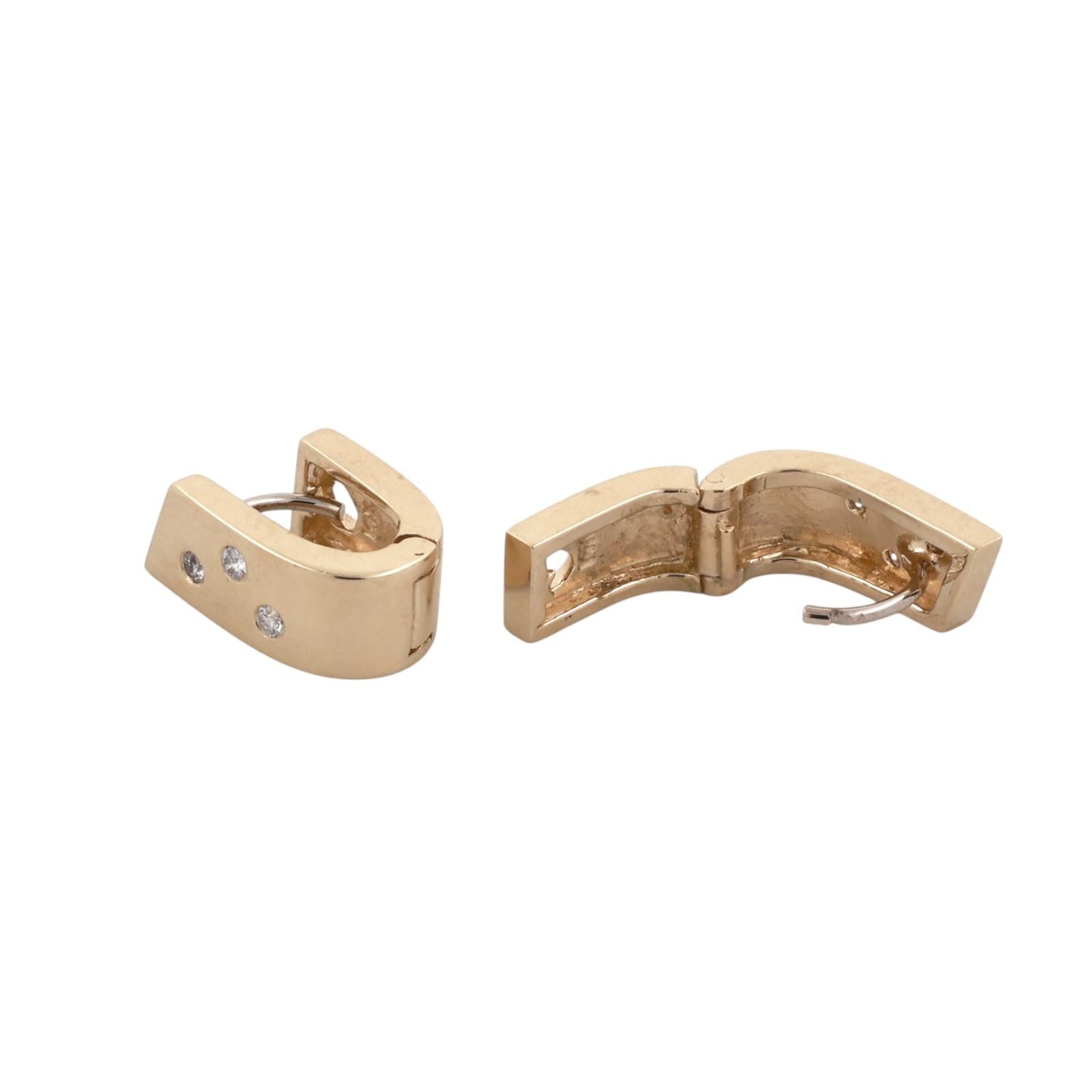 14K Yellow Gold 0.15CTW Diamond Huggie Hoop Earrings