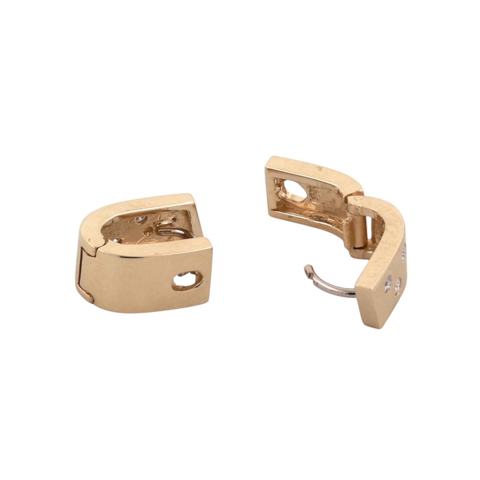 14K Yellow Gold 0.15CTW Diamond Huggie Hoop Earrings