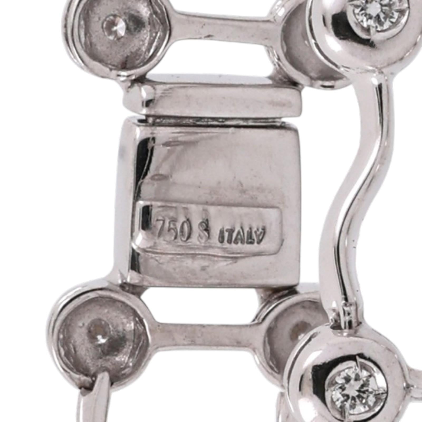 18K White Gold Italy 0.75CTW Natural Diamond Link Bracelet 7.25" Estate