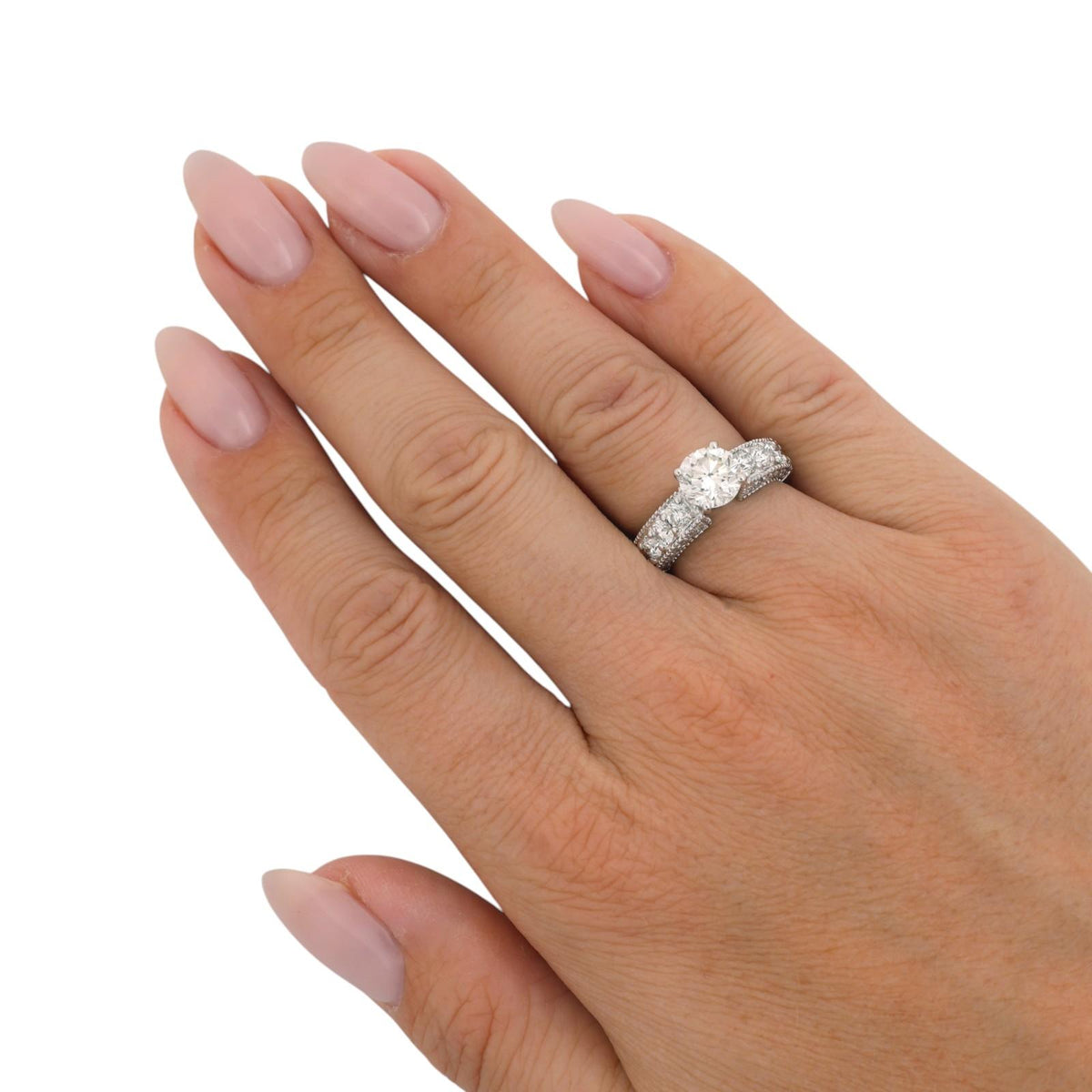 GIA Natural Diamond Engagement Ring Platinum 2.52 CTW 1.52 CT H VS2 Round
