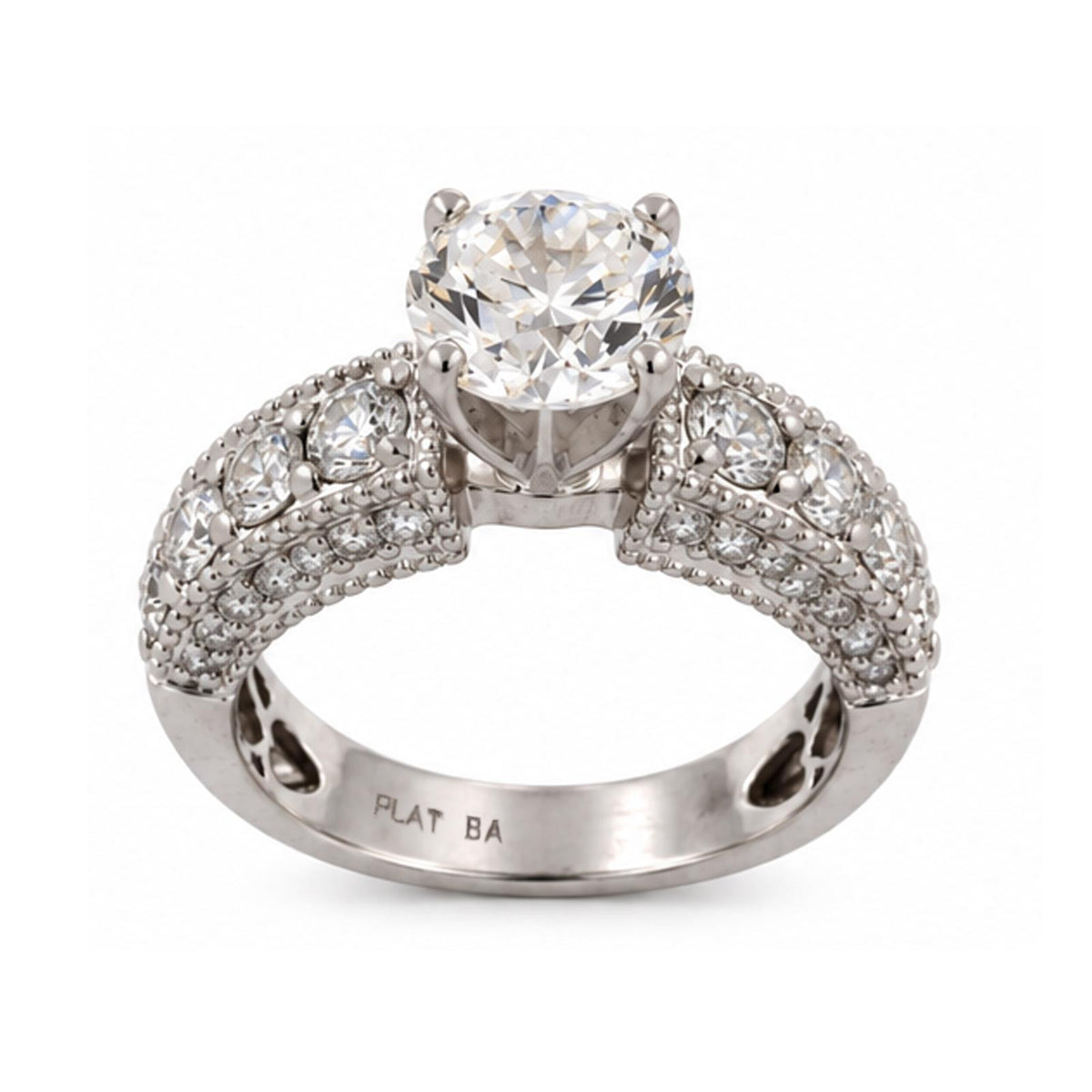 GIA Natural Diamond Engagement Ring Platinum 2.52 CTW 1.52 CT H VS2 Round
