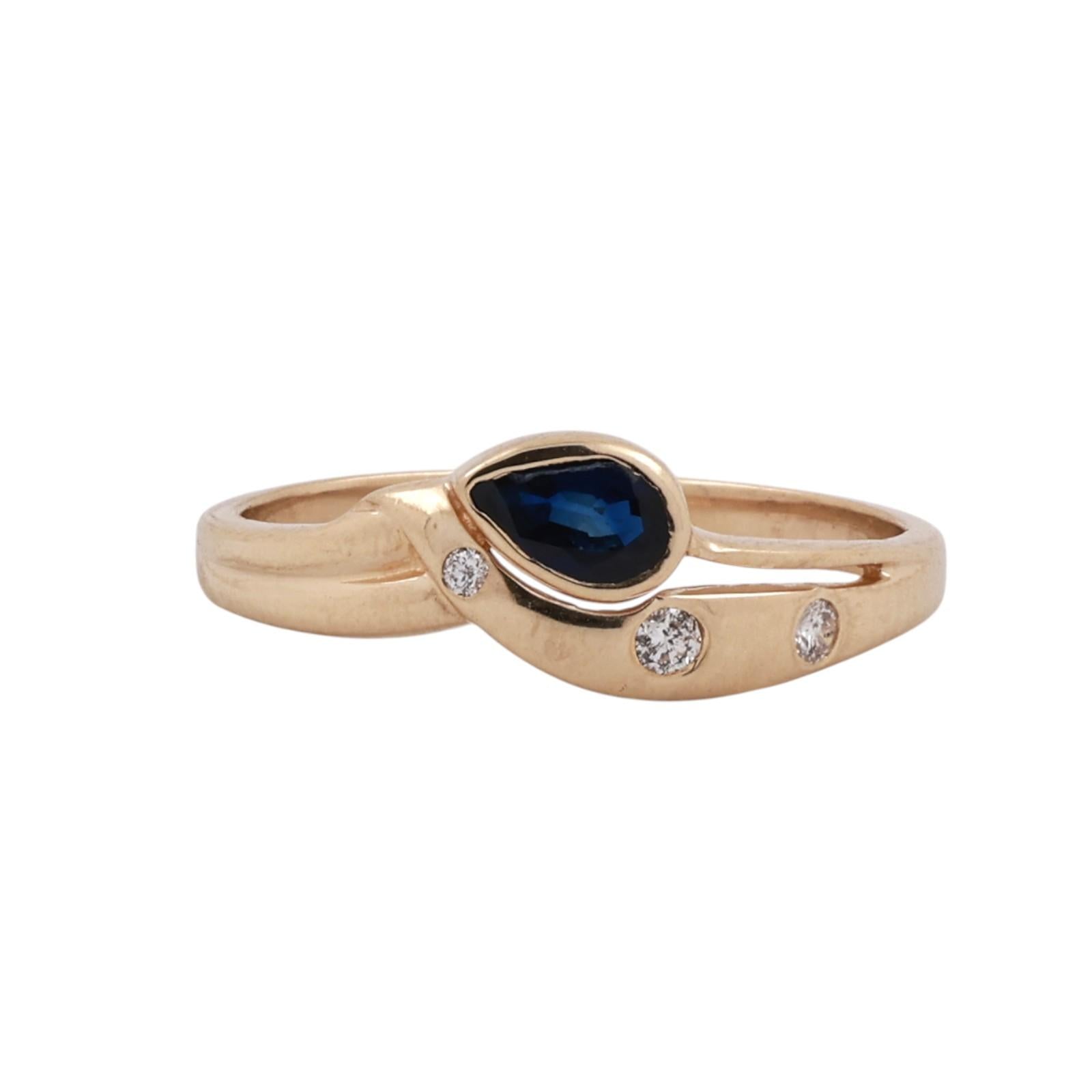 14K Yellow Gold Pear Sapphire Diamond Bypass Ring 0.37CTW Size 8.75