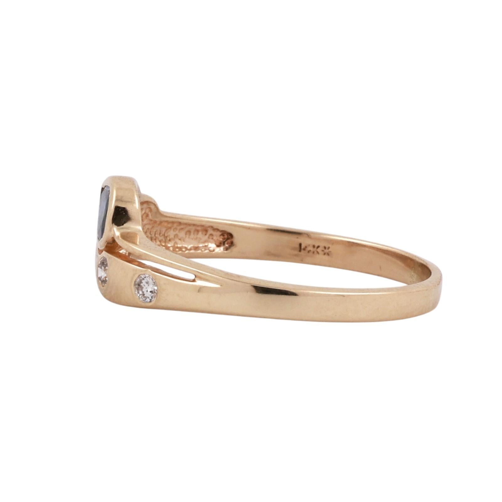 14K Yellow Gold Pear Sapphire Diamond Bypass Ring 0.37CTW Size 8.75
