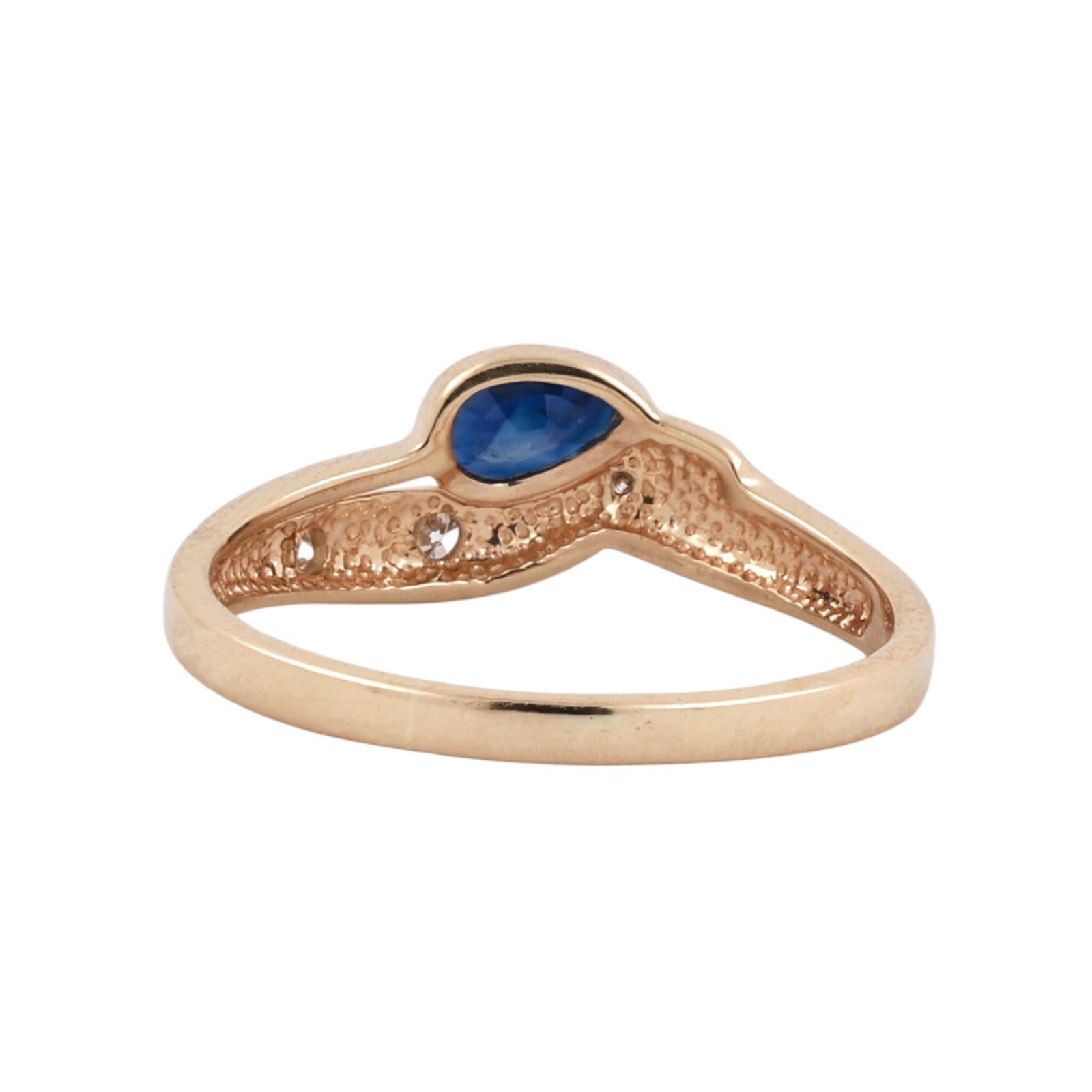 14K Yellow Gold Pear Sapphire Diamond Bypass Ring 0.37CTW Size 8.75
