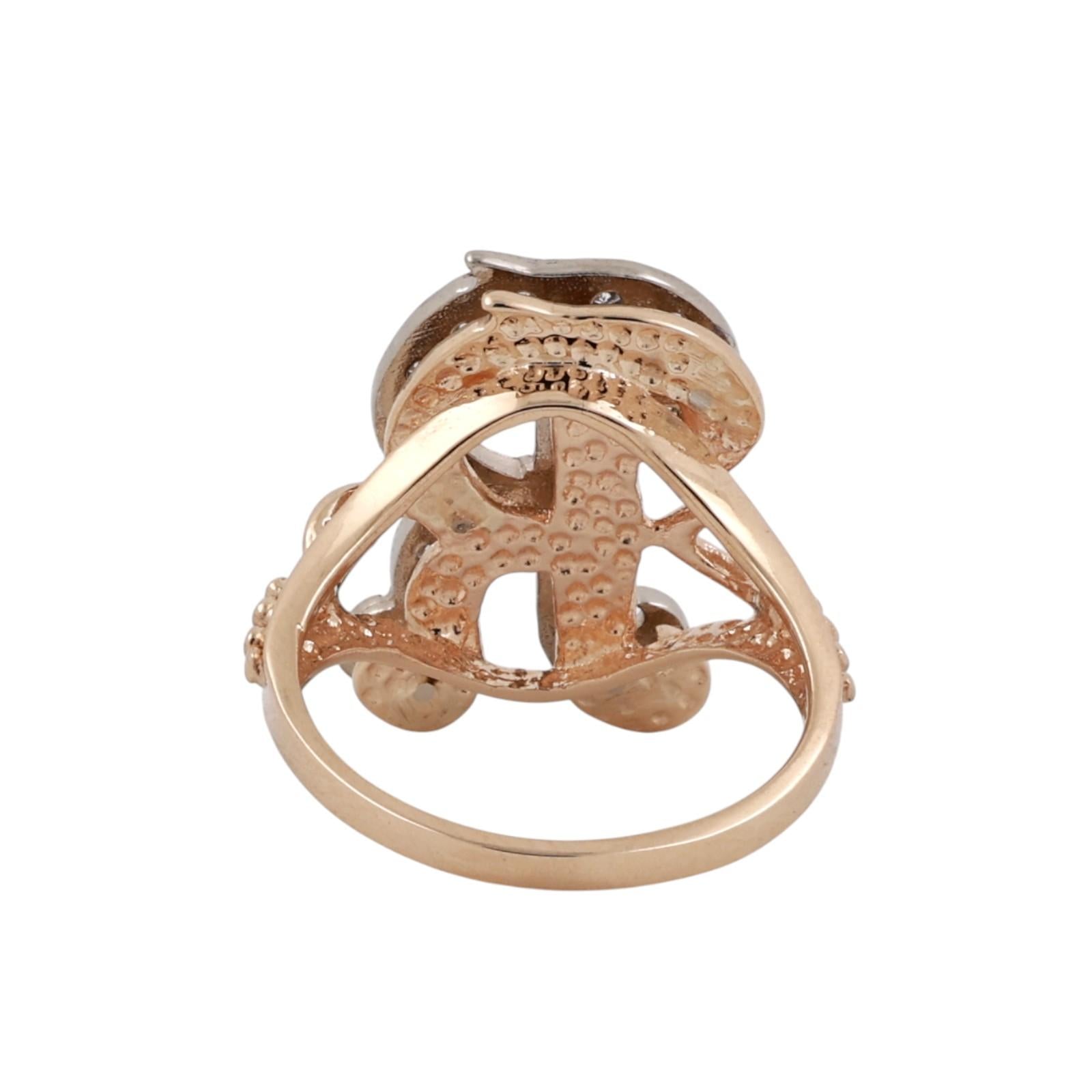 14K Two-Tone Gold Diamond Initial R Ring 0.45CTW Letter Monogram Size 6.5