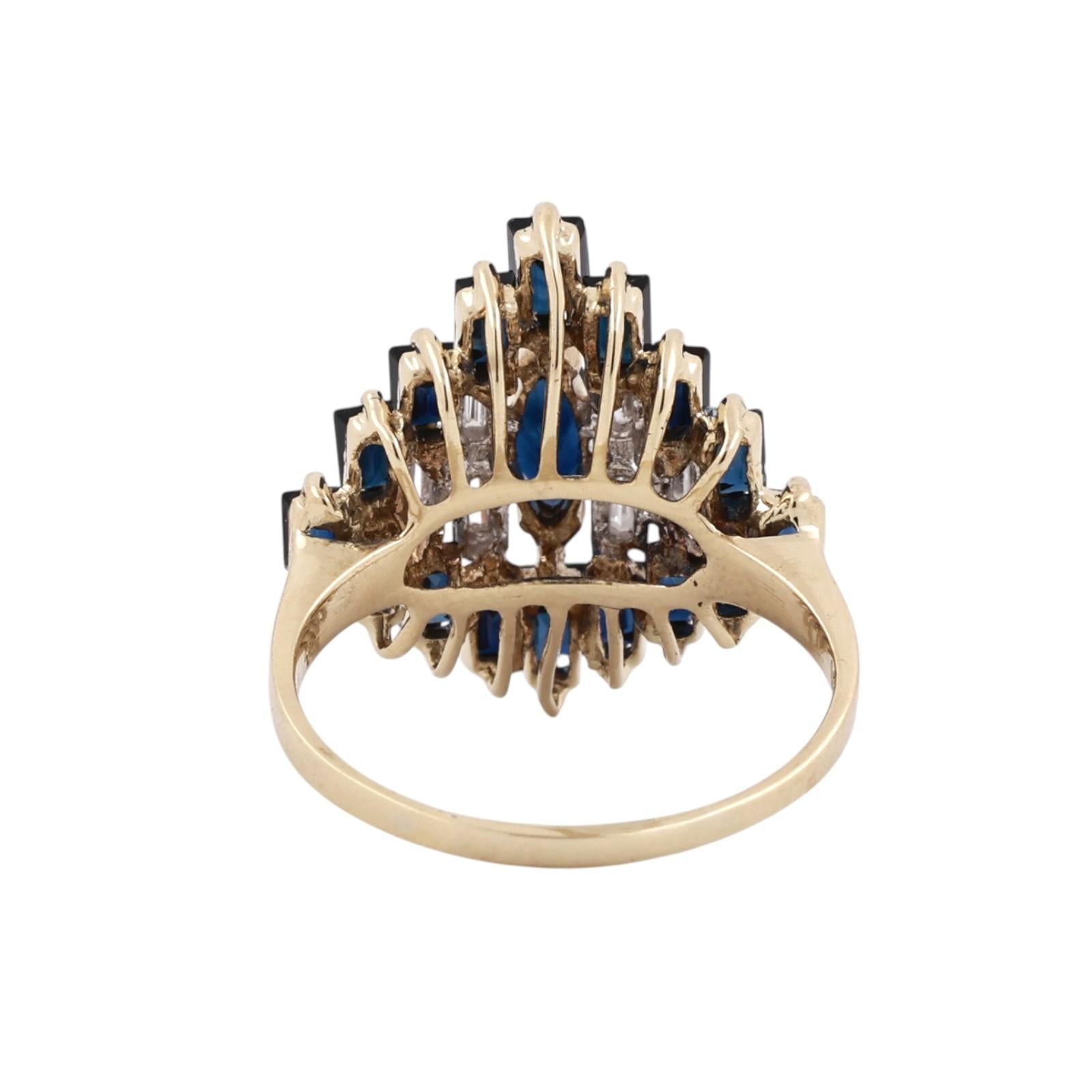 Natural Sapphire Diamond Cluster Ring 2.22CTW 14K Yellow Gold Estate Size 7.5