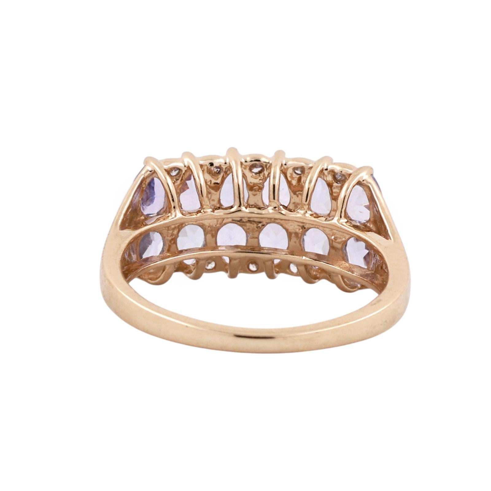 14K Yellow Gold 2.05CTW Pear Cut Tanzanite Diamond Ring Size 7.25