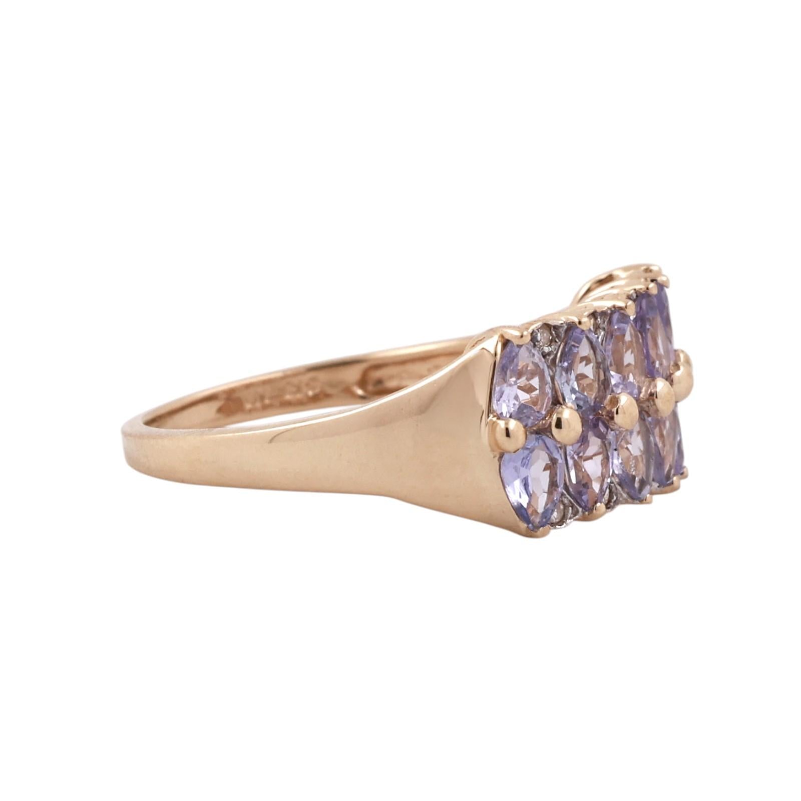 14K Yellow Gold 2.05CTW Pear Cut Tanzanite Diamond Ring Size 7.25