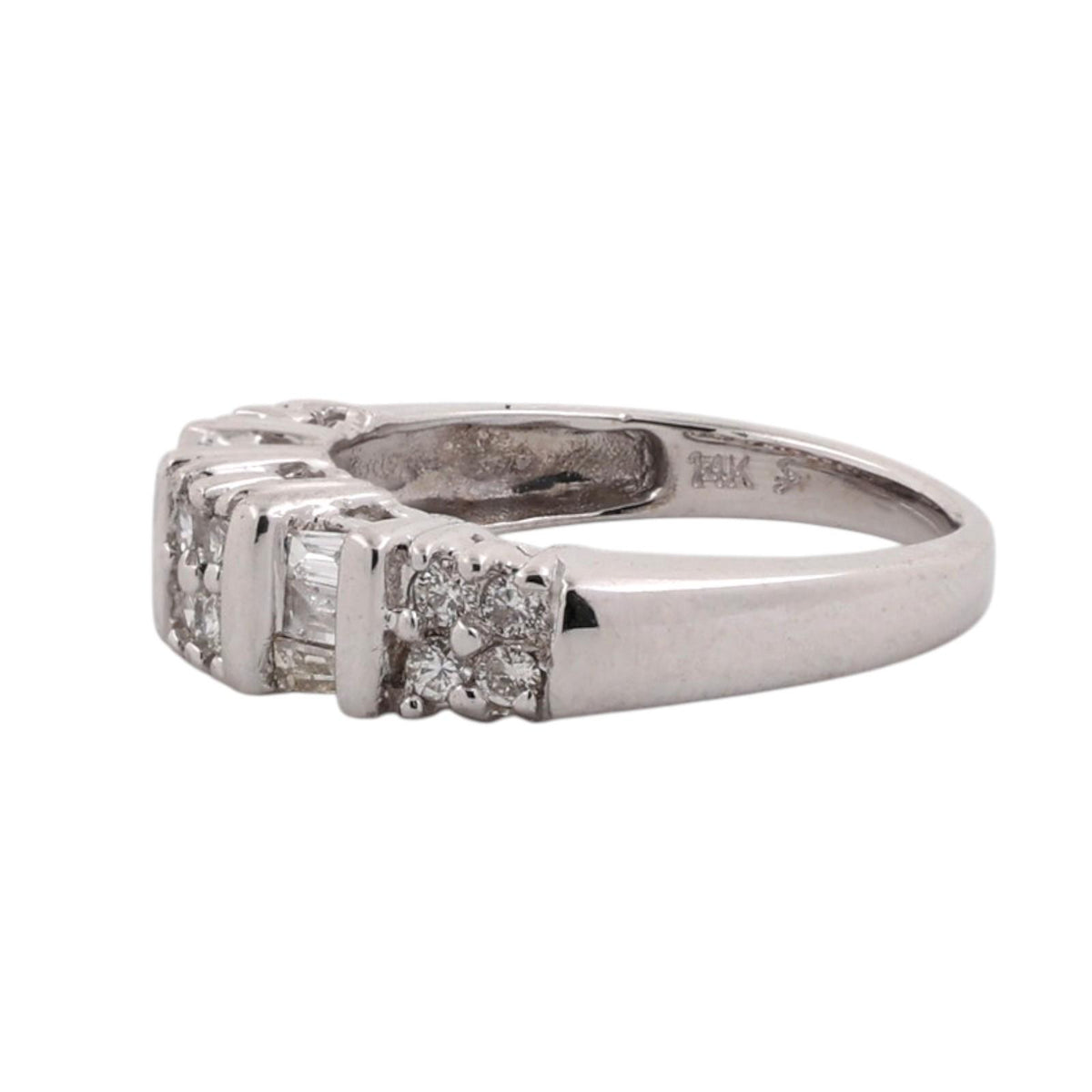 Natural Diamond Round Baguette Band Ring 14K White Gold 0.50 CTW Size 5.5