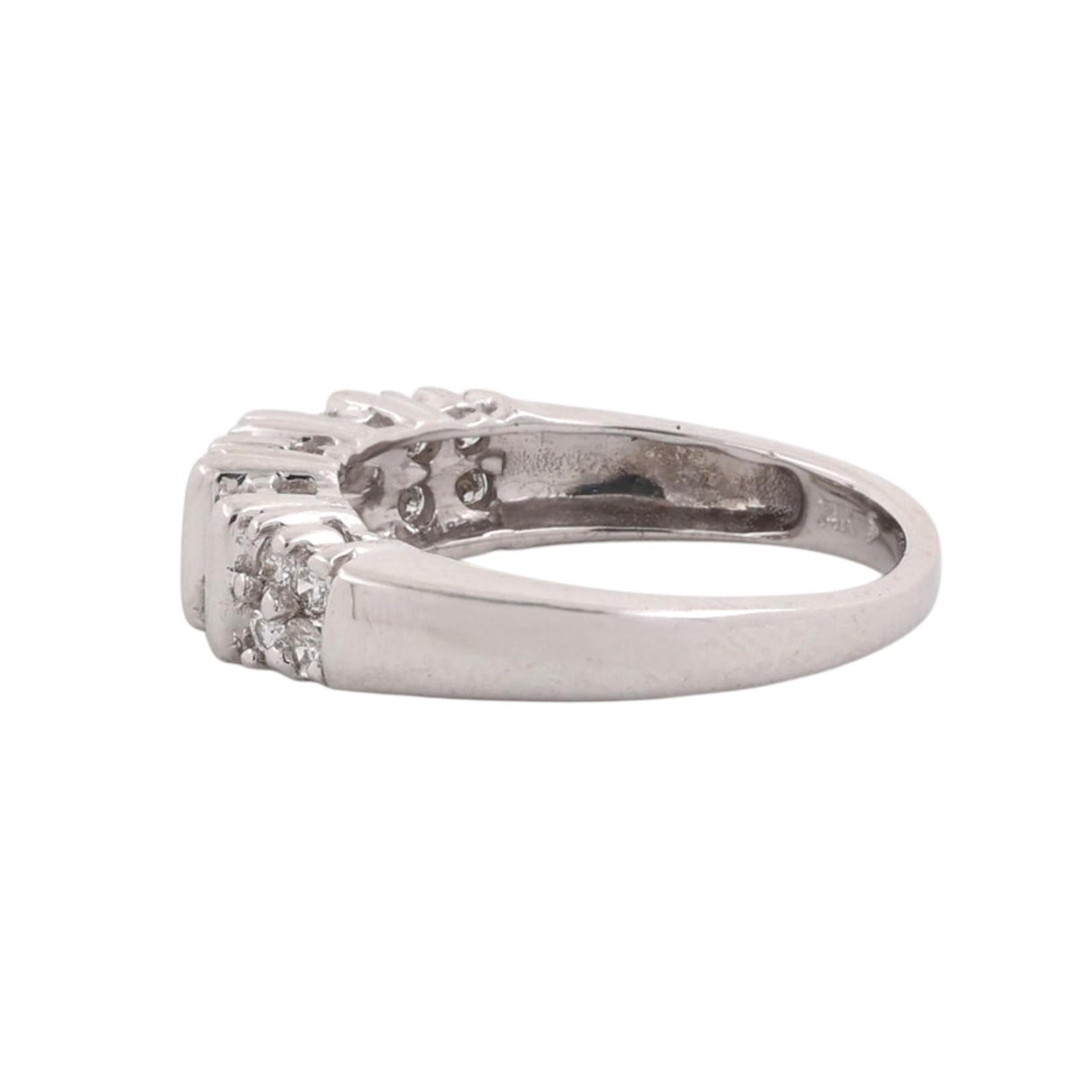 Natural Diamond Round Baguette Band Ring 14K White Gold 0.50 CTW Size 5.5