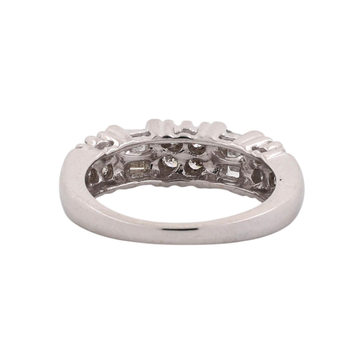 Natural Diamond Round Baguette Band Ring 14K White Gold 0.50 CTW Size 5.5