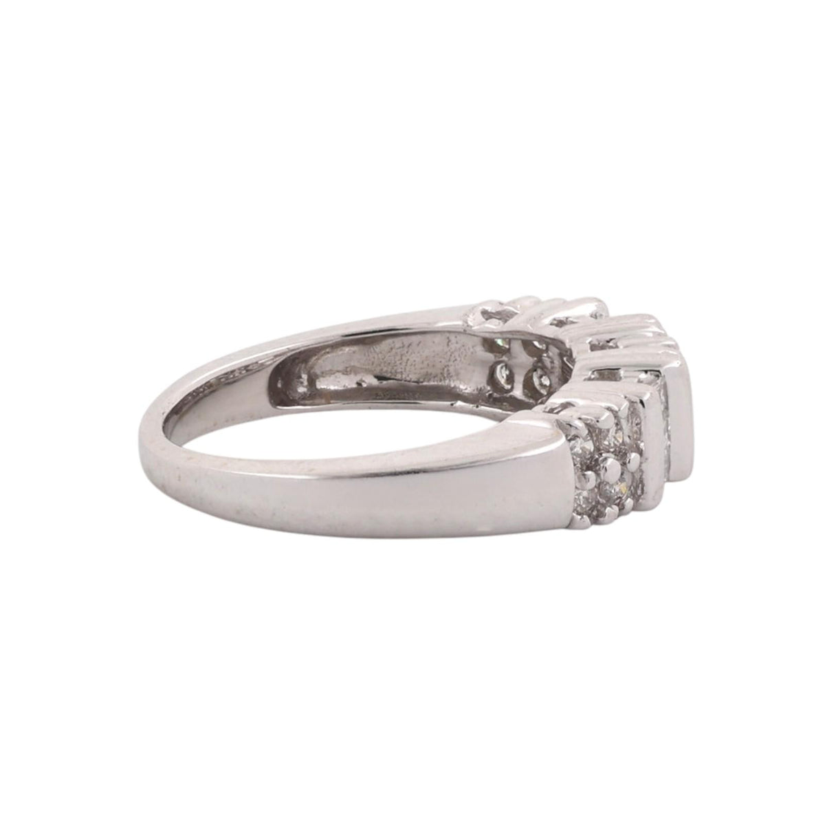 Natural Diamond Round Baguette Band Ring 14K White Gold 0.50 CTW Size 5.5