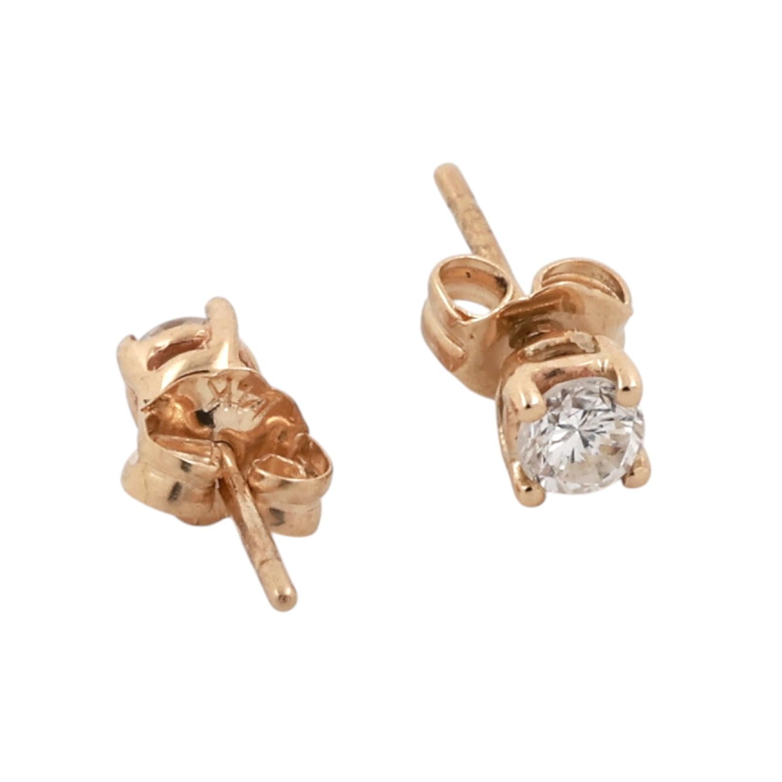 14K Yellow Gold 0.32CTW Round Brilliant Diamond Stud Earrings