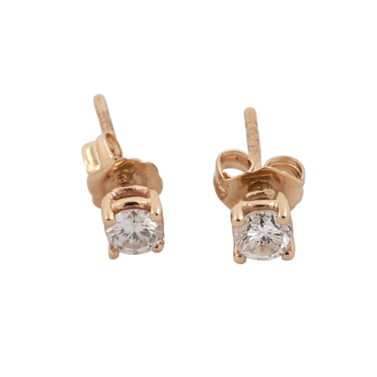 14K Yellow Gold 0.32CTW Round Brilliant Diamond Stud Earrings