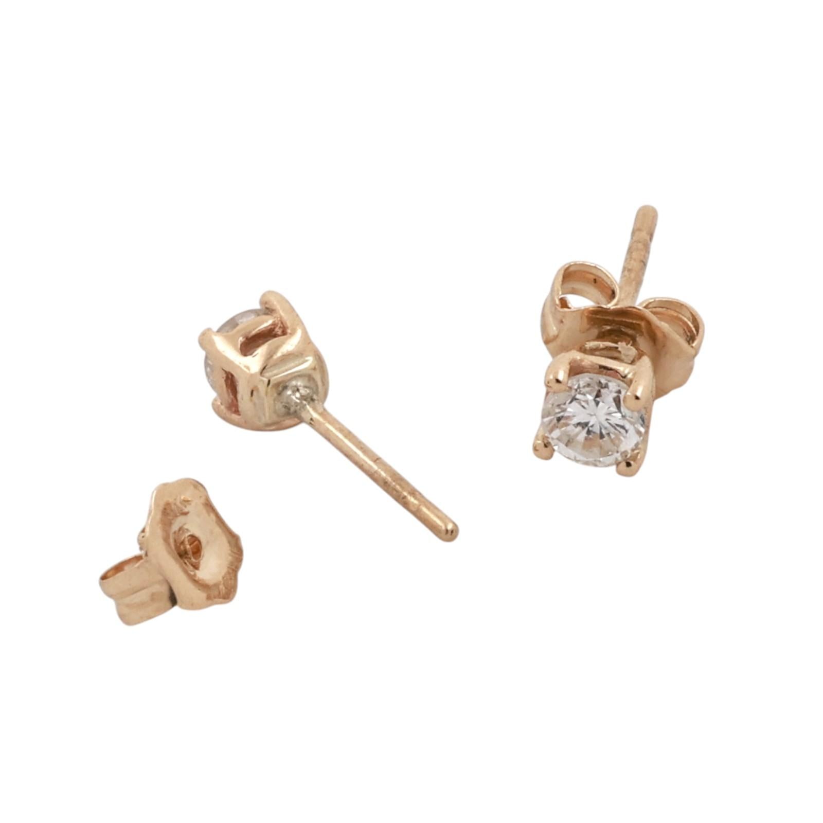 14K Yellow Gold 0.32CTW Round Brilliant Diamond Stud Earrings