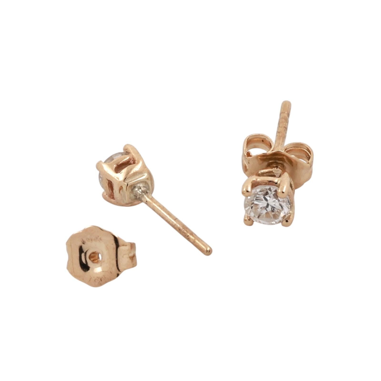 14K Yellow Gold 0.32CTW Round Brilliant Diamond Stud Earrings