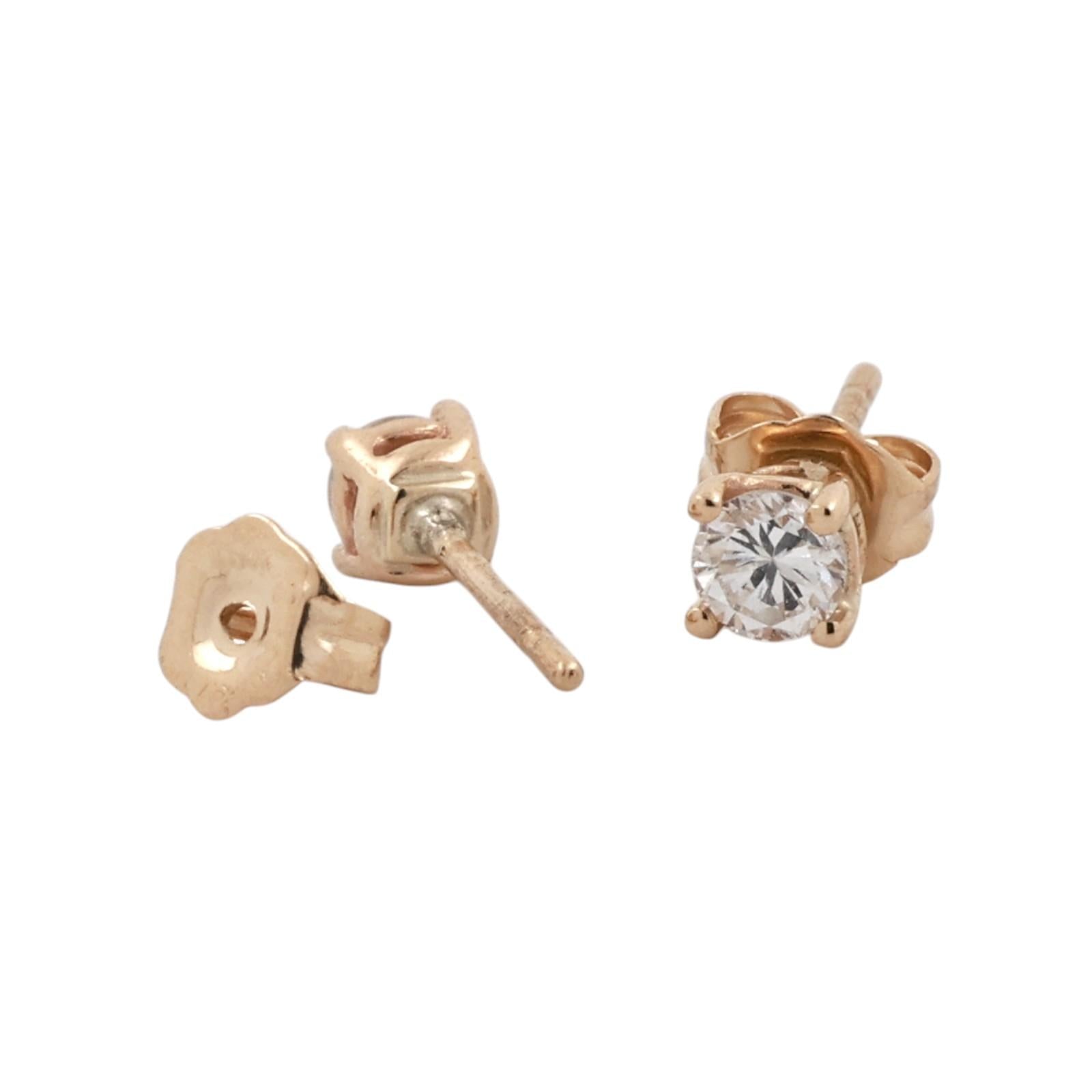 14K Yellow Gold 0.32CTW Round Brilliant Diamond Stud Earrings