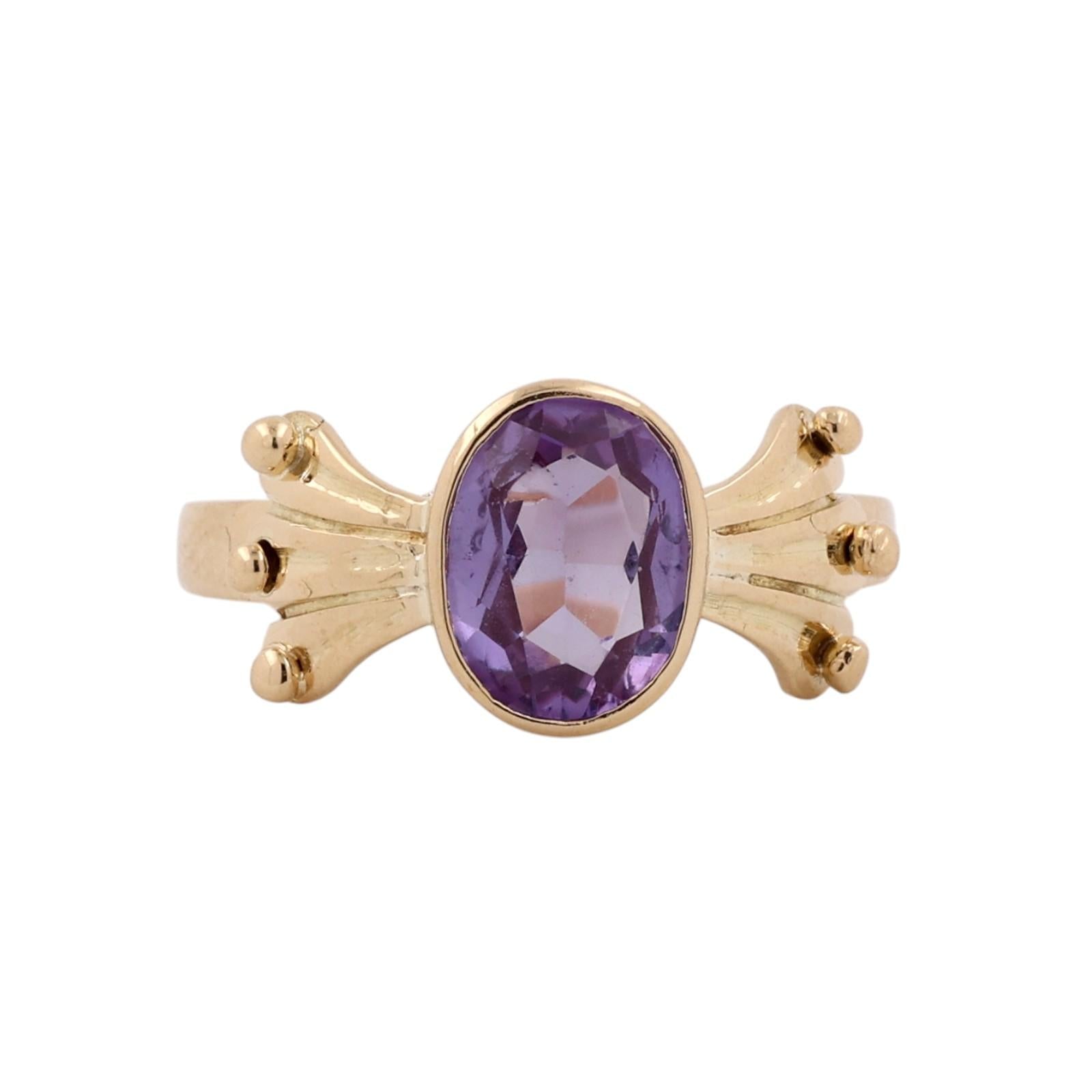 Color Change Lab Created Alexandrite Ring Yellow Gold 2.50CT Size 8.25 Estate