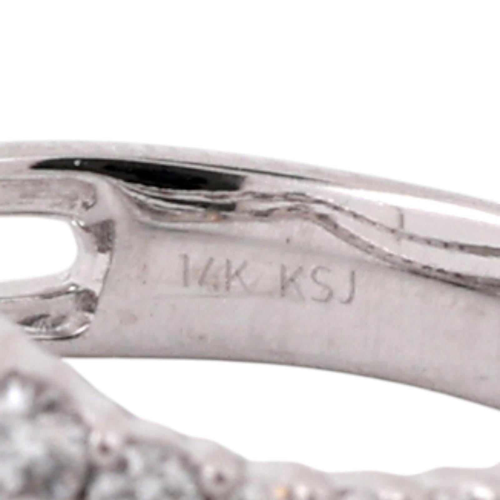 14K White Gold 1.00CTW Diamond Chevron Wrap Ring Guard Enhancer Size 7.5