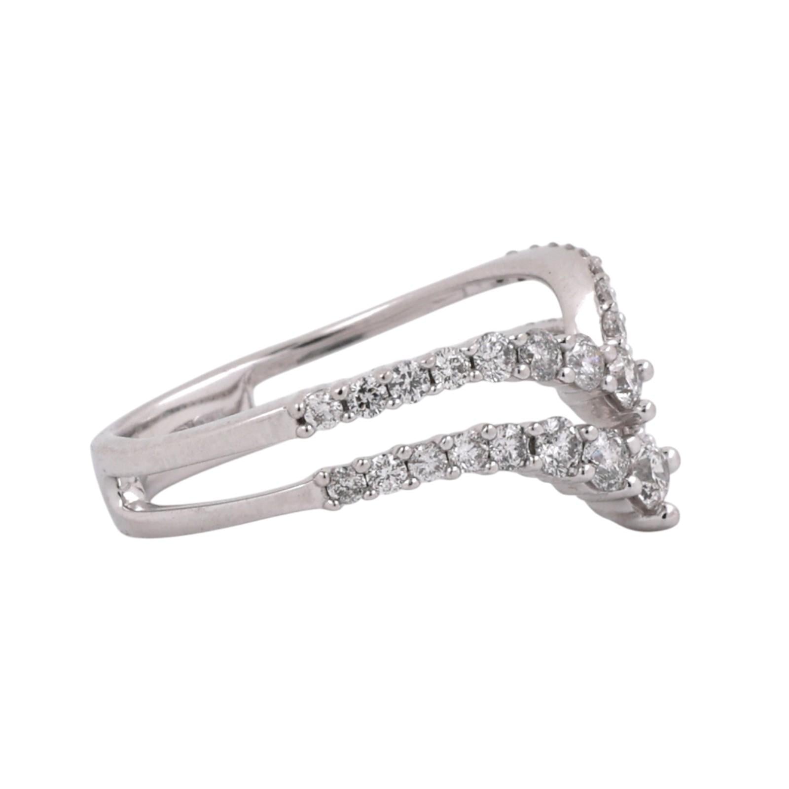 14K White Gold 1.00CTW Diamond Chevron Wrap Ring Guard Enhancer Size 7.5