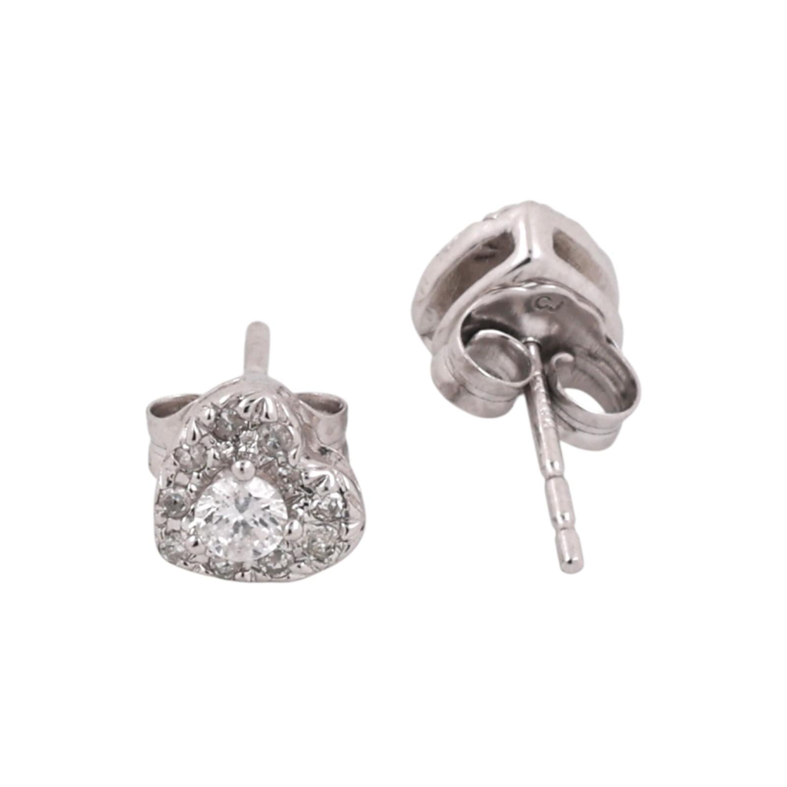 10K White Gold Diamond Heart Stud Earrings 0.40CTW Natural Estate Ladies