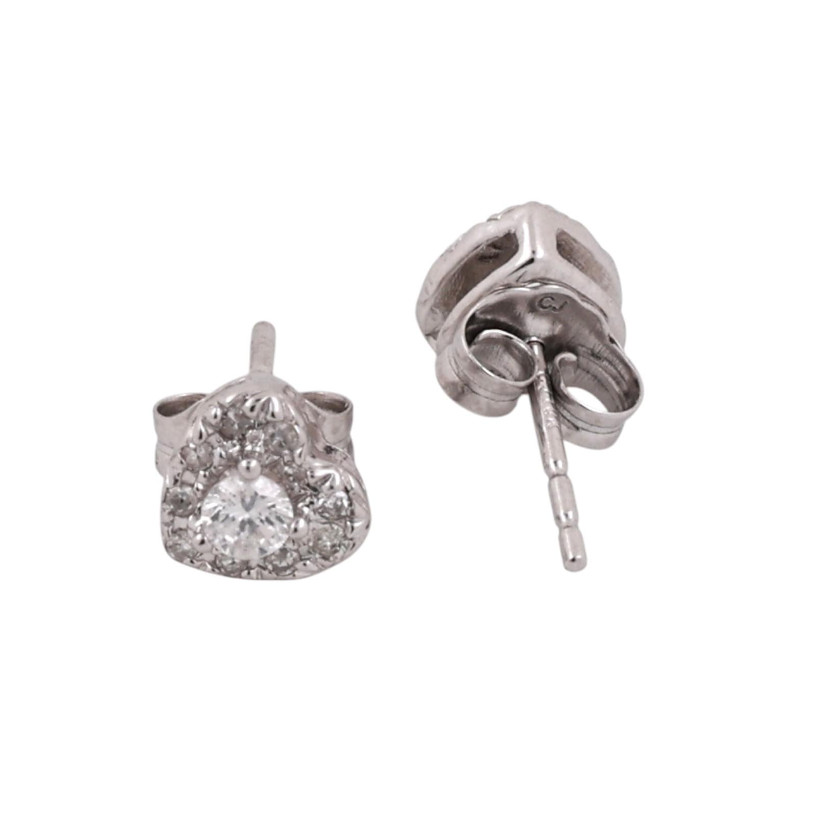 10K White Gold Diamond Heart Stud Earrings 0.40CTW Natural Estate Ladies