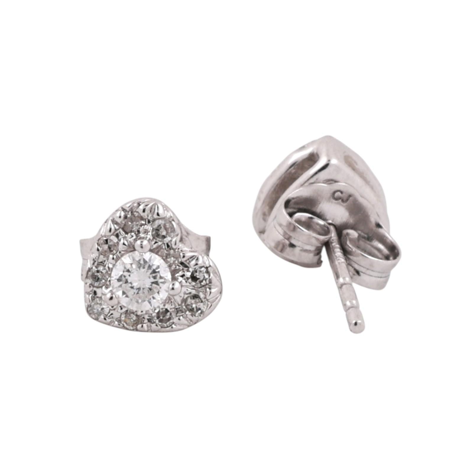 10K White Gold Diamond Heart Stud Earrings 0.40CTW Natural Estate Ladies