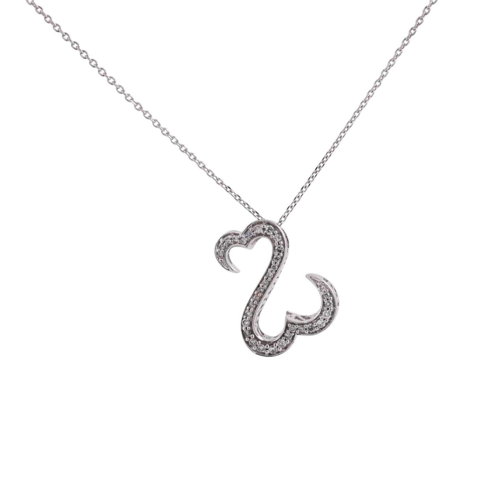 Jane Seymour Open Hearts 14K White Gold Diamond Necklace 0.40CTW Estate 14.75"